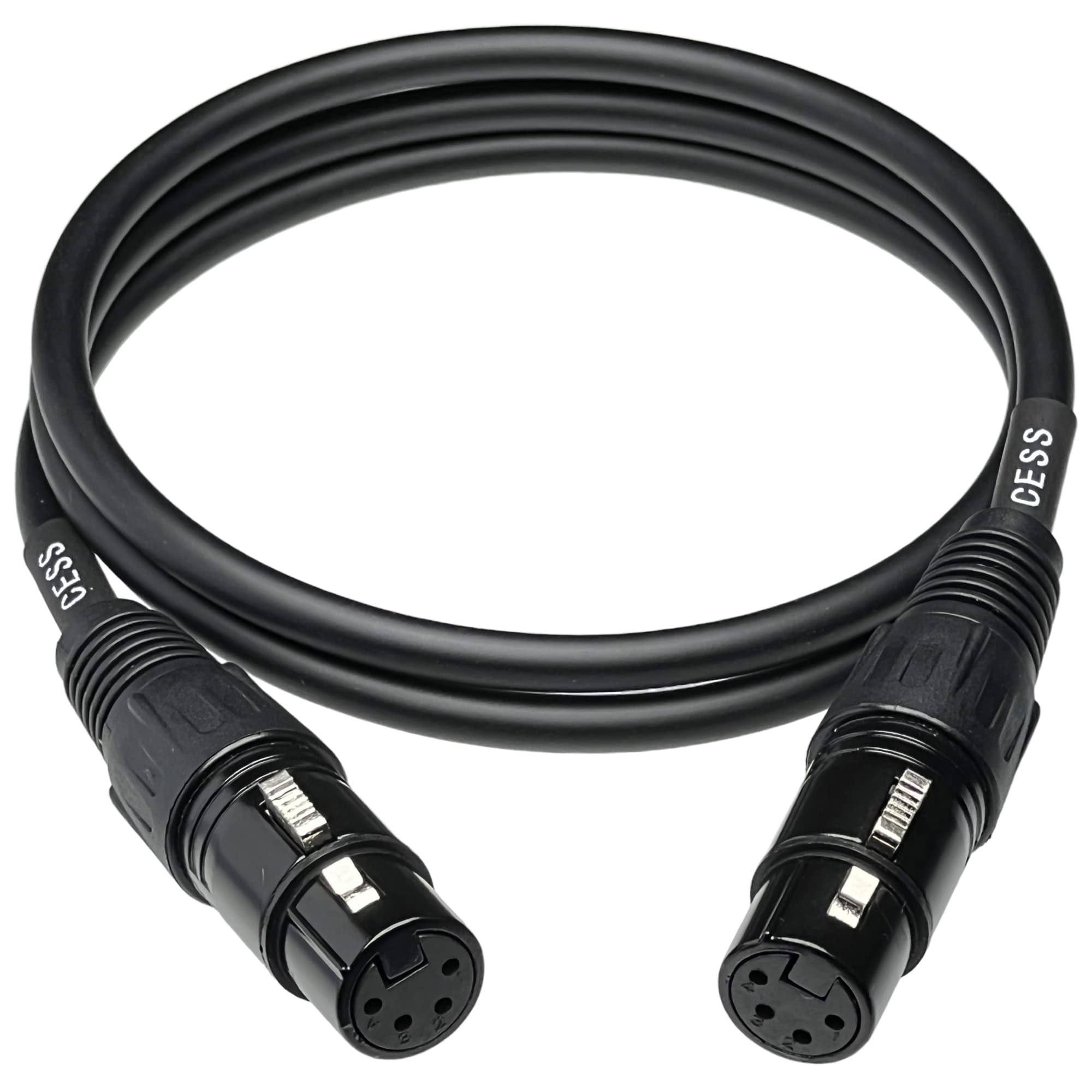 CESS-245-3f Balanced 4-Pin XLR Female to Female Headphone Audio Coupling/Gender Change Cable, Black Plug with Soft 4-Core Shielded Cable, 3 Feet