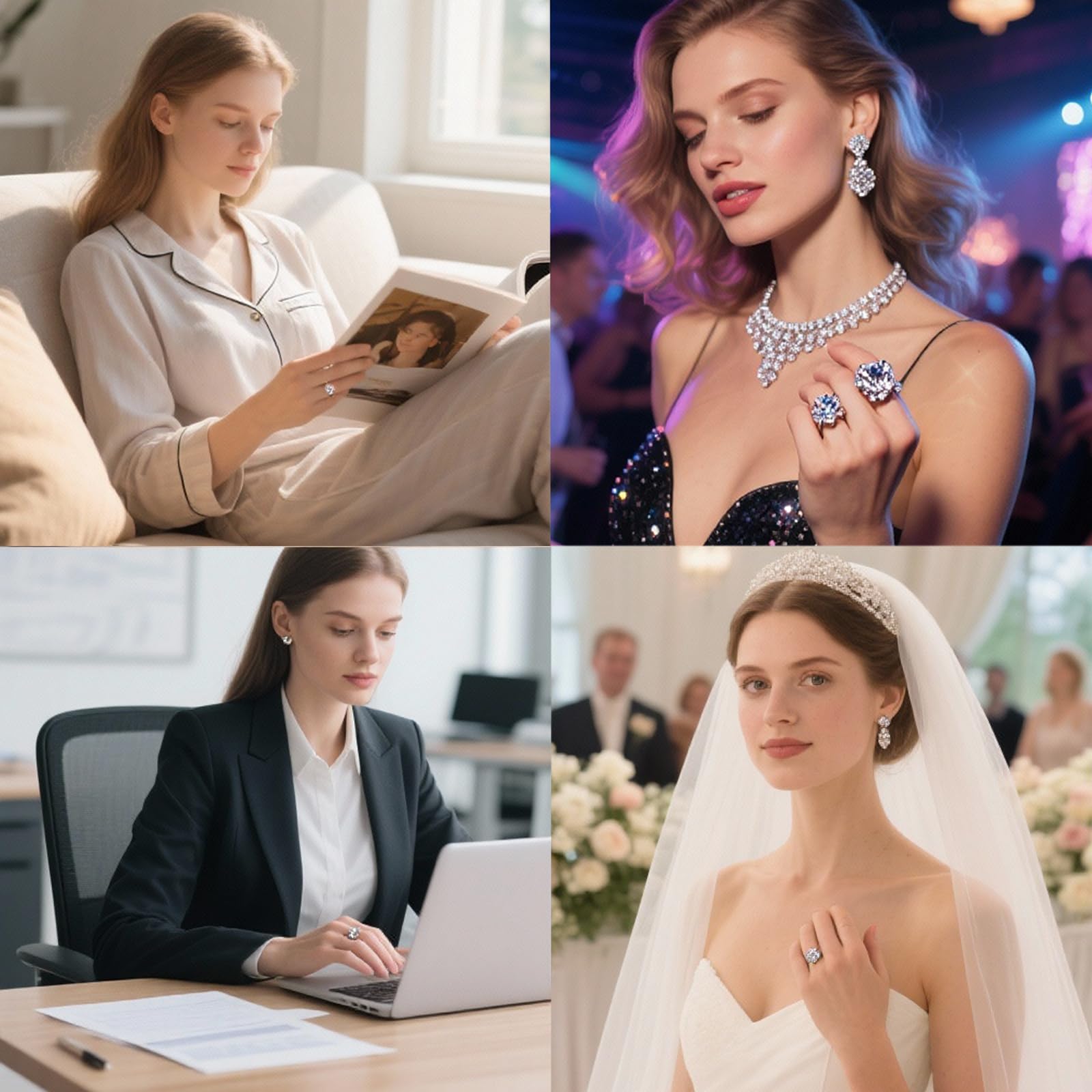 Collana per Donne-Collana con Moissanite, Pendente a Ventaglio-con Certificato, Argento 925, Taglio a Plasma, Catenina Estensibile di 45cm, Adeguata per: Festa/Vita Quotidiana/Matrimonio/Compleanno