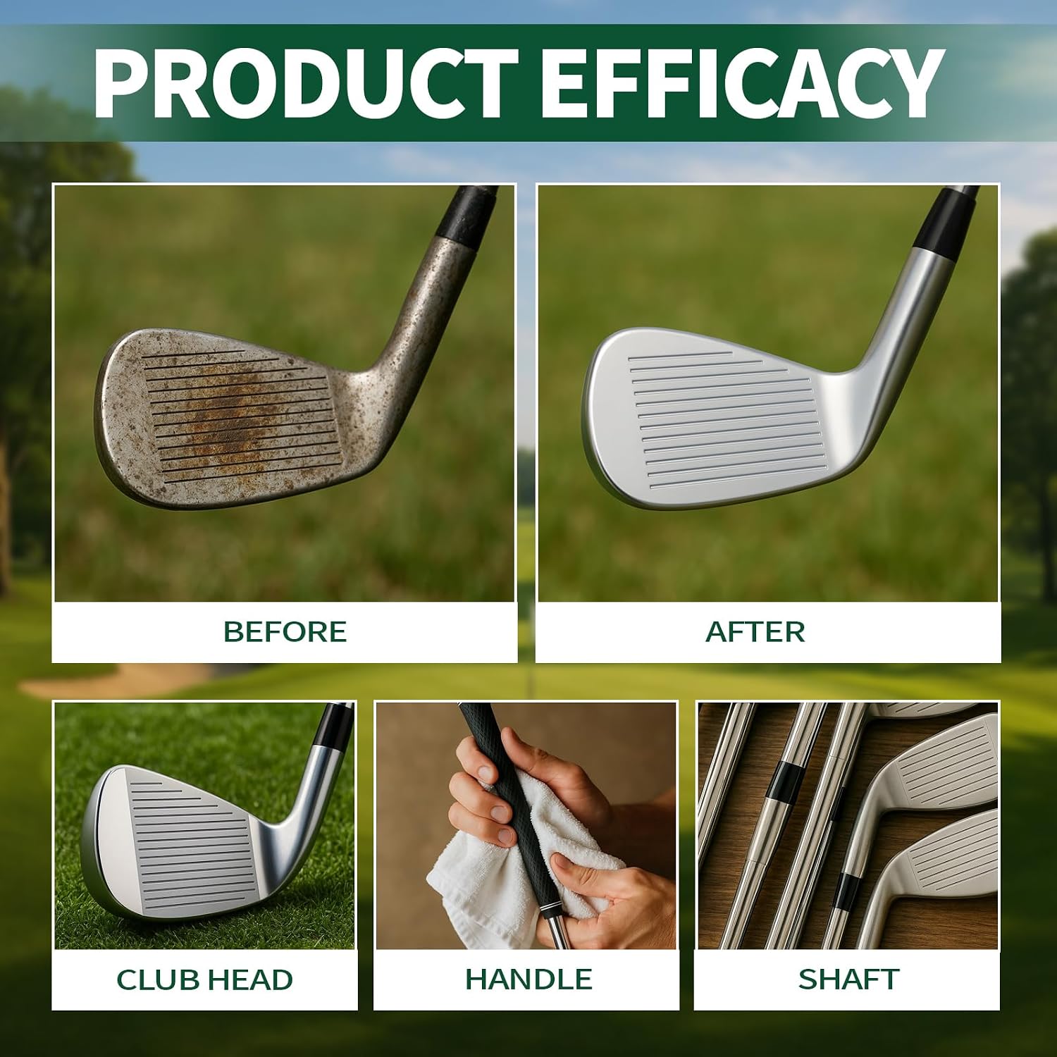 Golf Club Polish Cleaner, Rust and Scratch Remover for Metal Golf Club Care, Golf Groove Cleaner, Easy Golf Club Cleaning, Polishing and Repair, Golf Accessories - 4oz