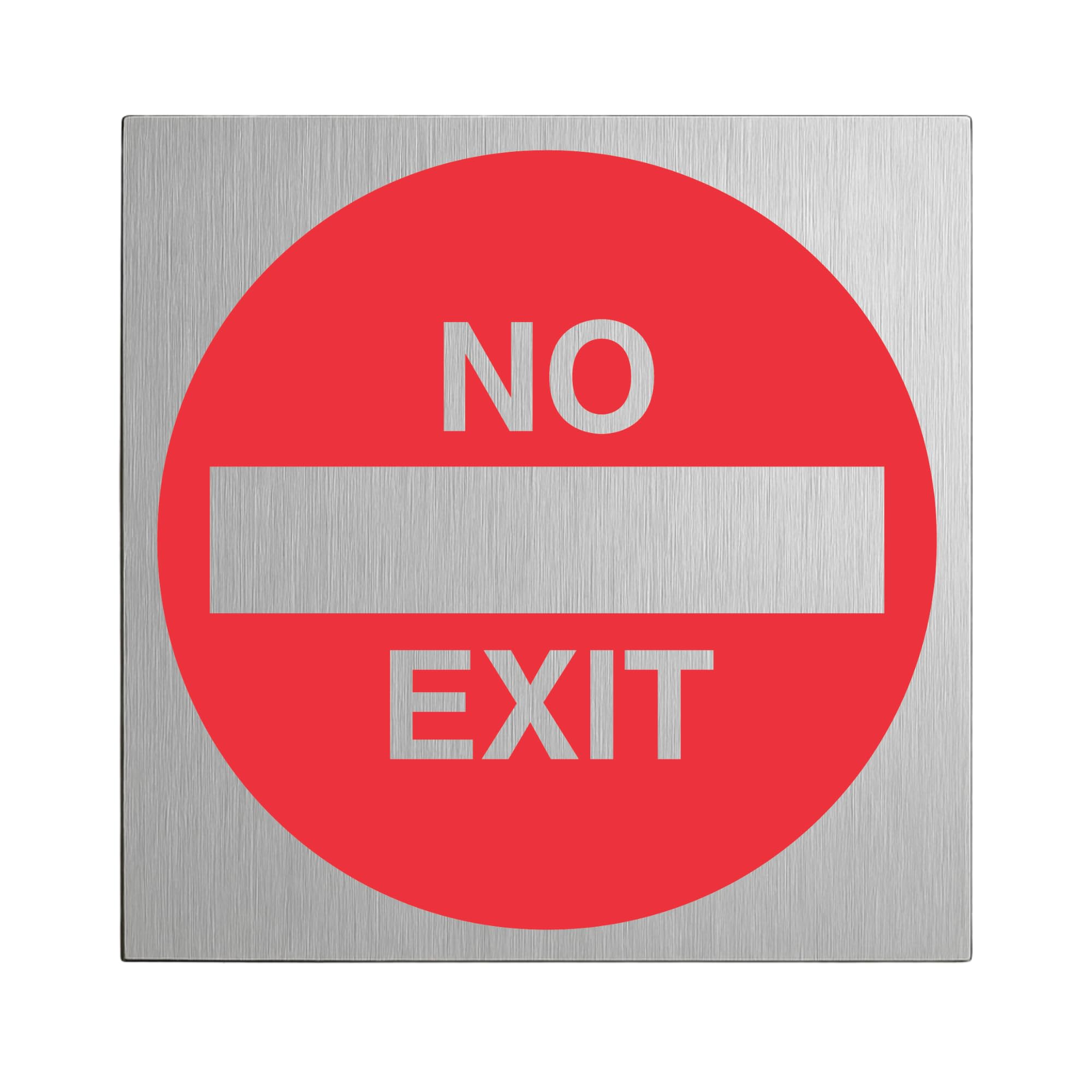 V Safety No Exit - Automatic Door 150 x 150 mm - 3mm Brushed Aluminium Composite Safety Sign