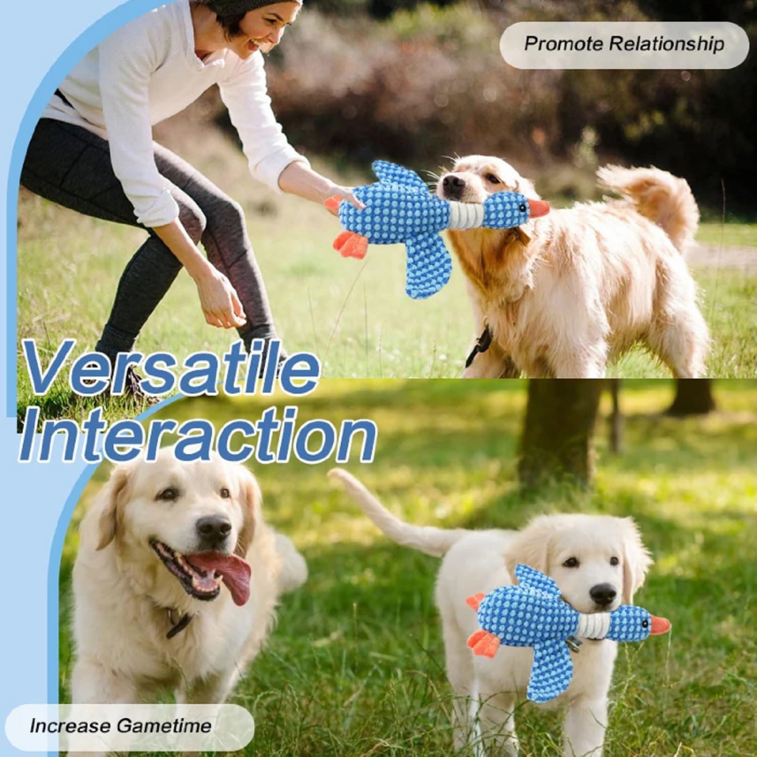 Goose Indestructible Dog Toys for Aggressive Chewers Medium Breed Crinkle Squeaky Dog Toys Plush Dog Toy Puppy Chew Toys for Teething Duck Puppy Toys - Image 3