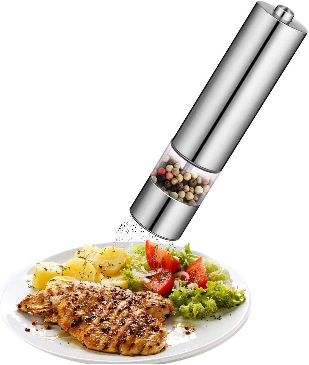 Home Premium Stainless Steel Salt and Pepper Grinder 2 pcs - Adjustable Ceramic Sea Salt Grinder & Pepper Grinder - Salt and Pepper Shakers Pepper Mill & Salt Mill(