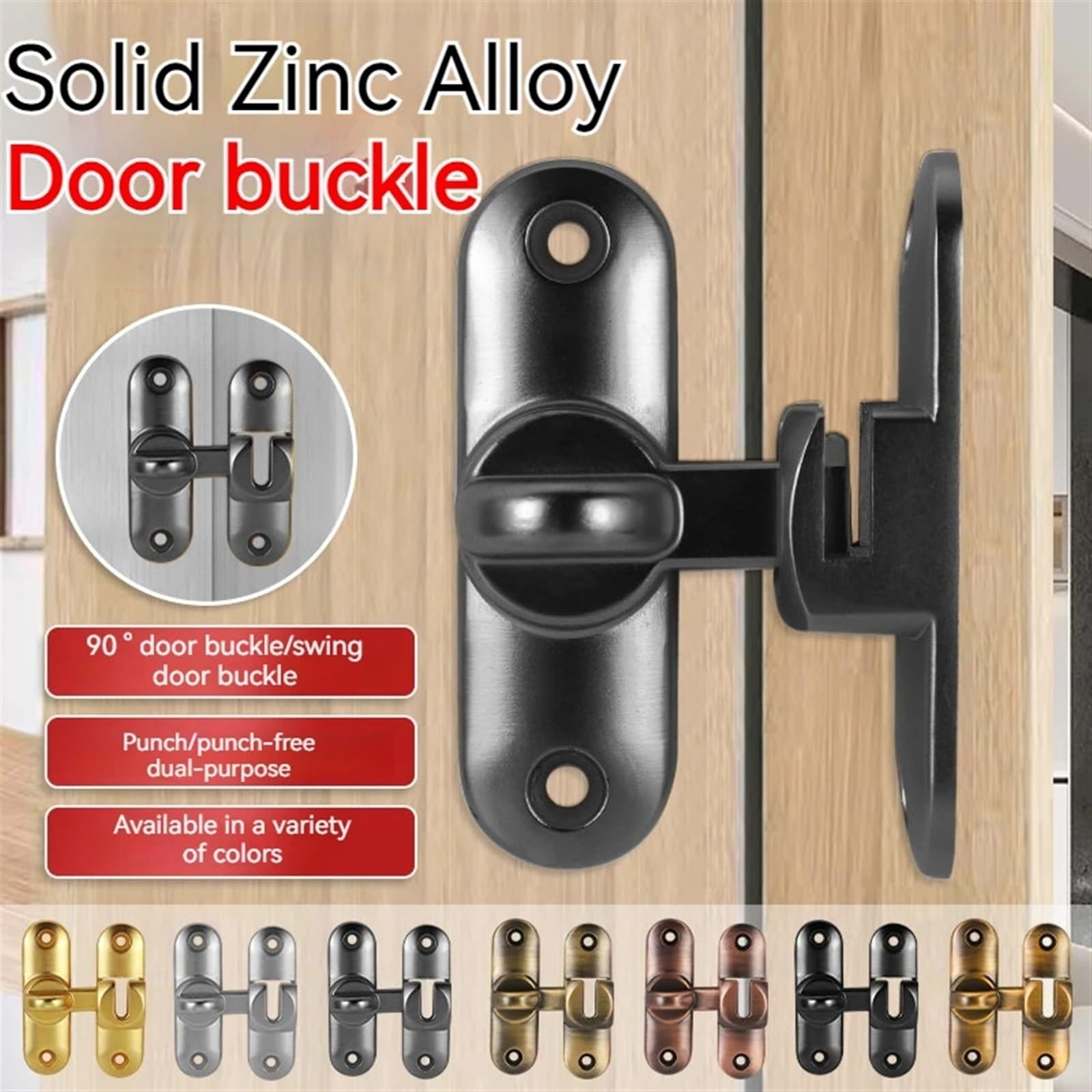 Boulon porte loquet grange alliage zinc coulissant multicolore, 1/2 pièces(Black,2PCS)