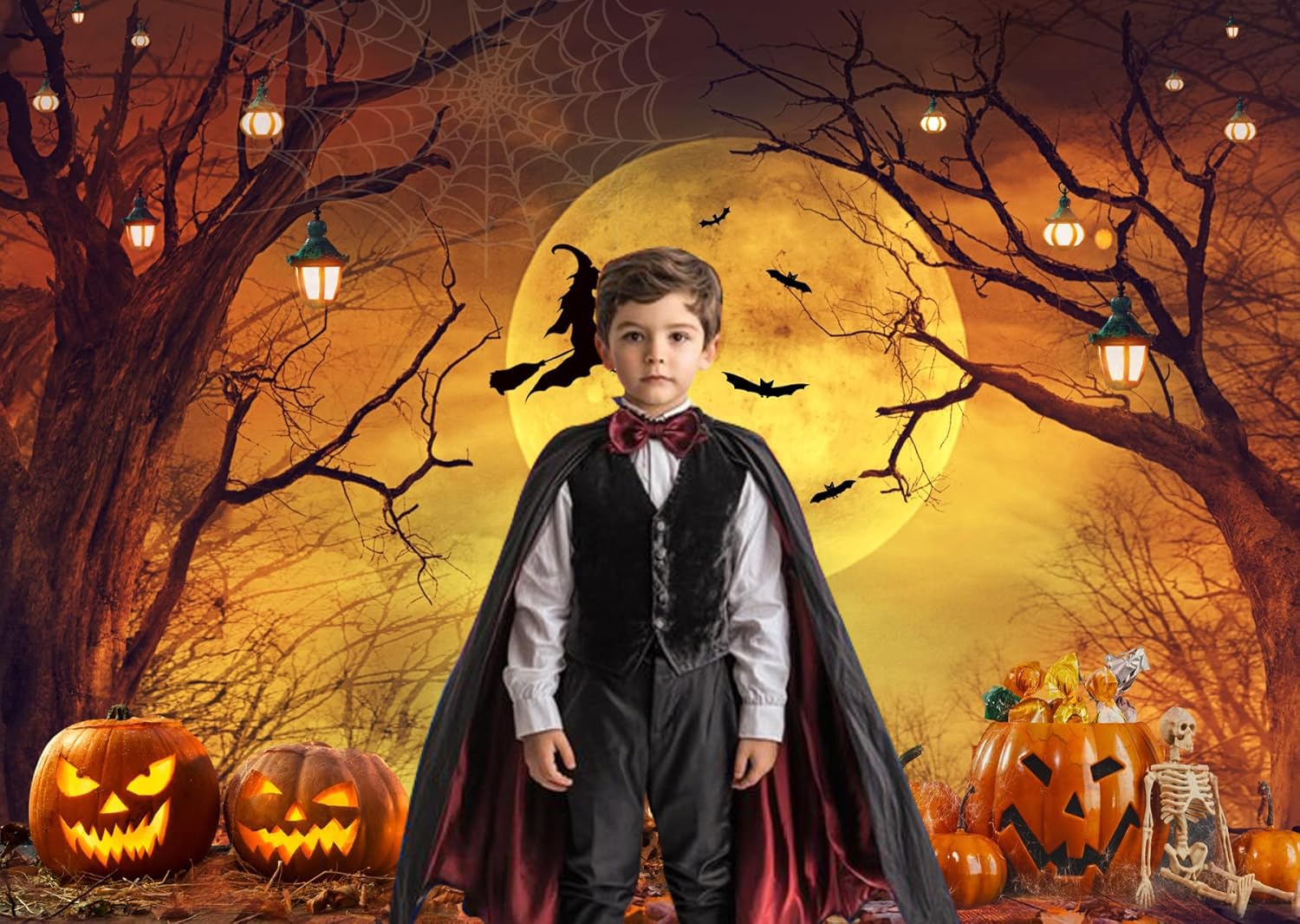 Toile De Fond De Citrouille De Halloween Pour La Fête HJ02338-E