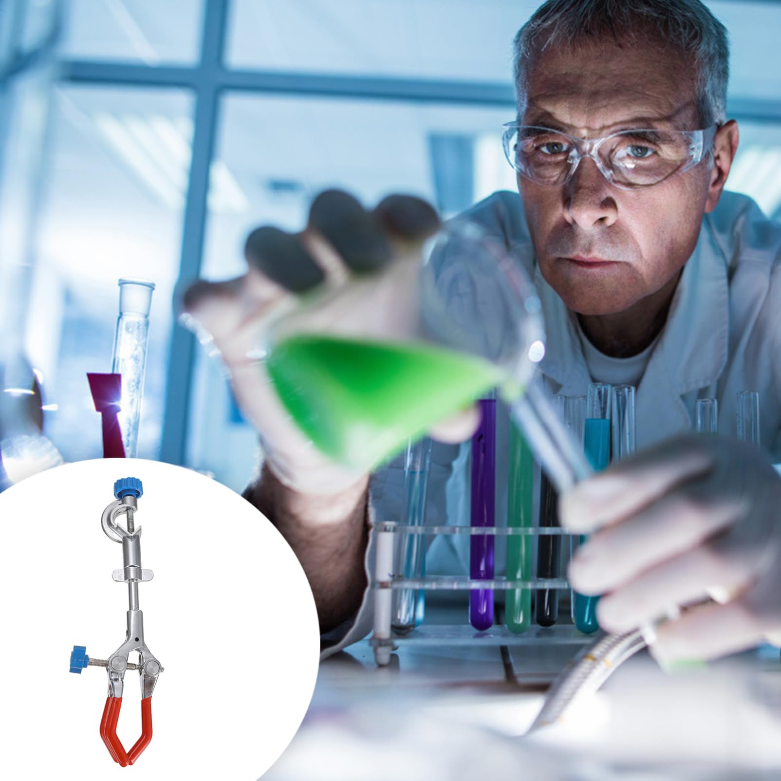 KICHOUSE 1pc Three-jaw Clamp Labs Clamp Reflectors Device Three Prong Extension Flask Clip Laboratory Stand Clip Beaker Clamp Stand Kickstand Support Clip Lab Support Jig Stainless Steel