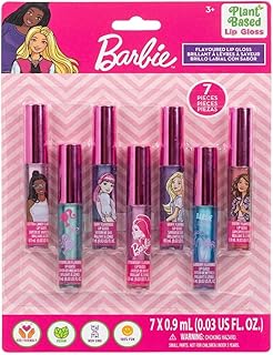 Barbie Lip Gloss Set, 7-Piece Plant-Based, Ages 3+