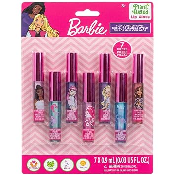 Barbie Lip Gloss Set, 7-Piece Plant-Based, Ages 3+