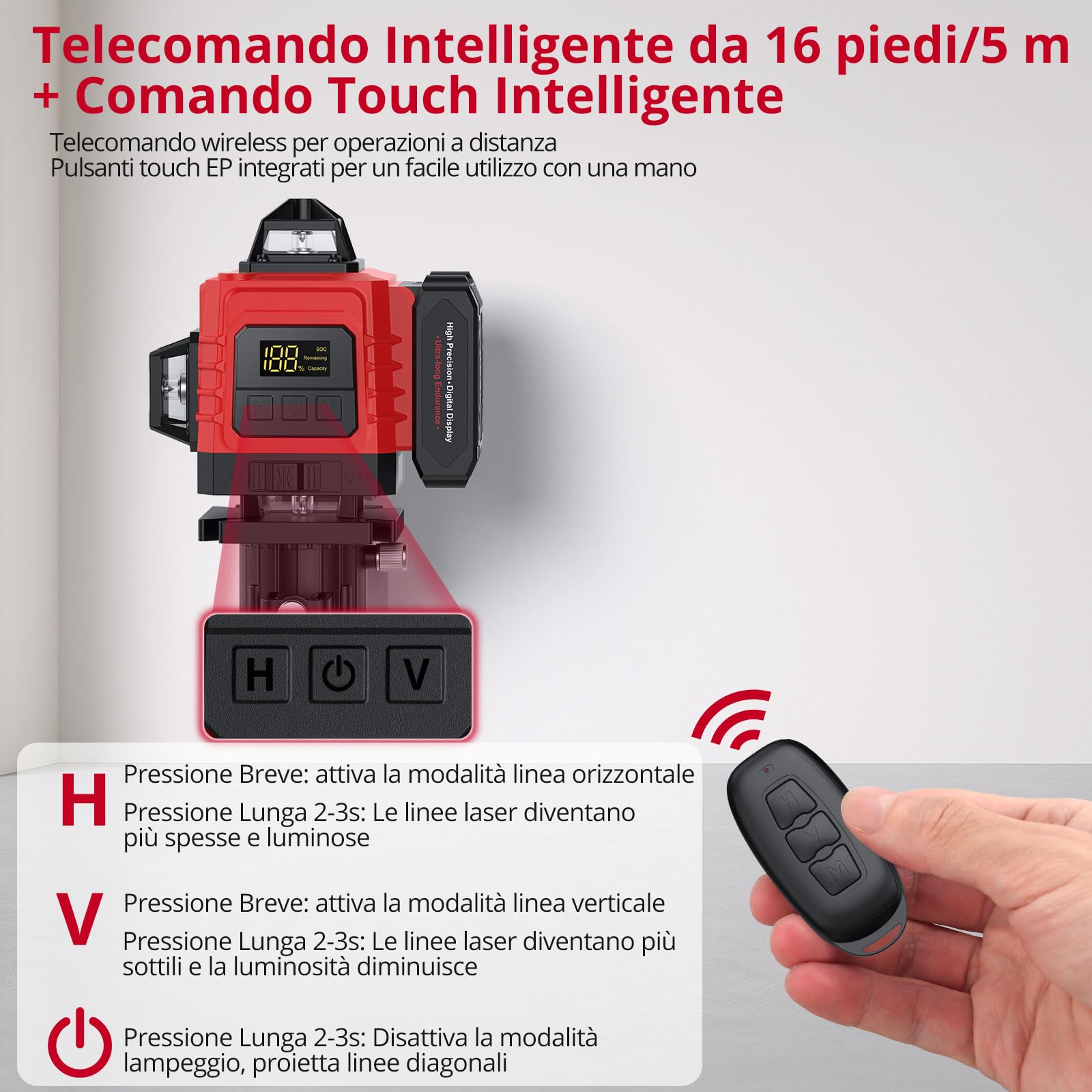 XUNTOP Livello Laser Autolivellante Verde 16 Linee 4x360° con Telecomando, 2×Batterie Ricaricabili 2400mAh (6 Ore), IP54, Base Magnetica Livello Laser 360 gradi per Piastrelle, Soffitti, Mobili