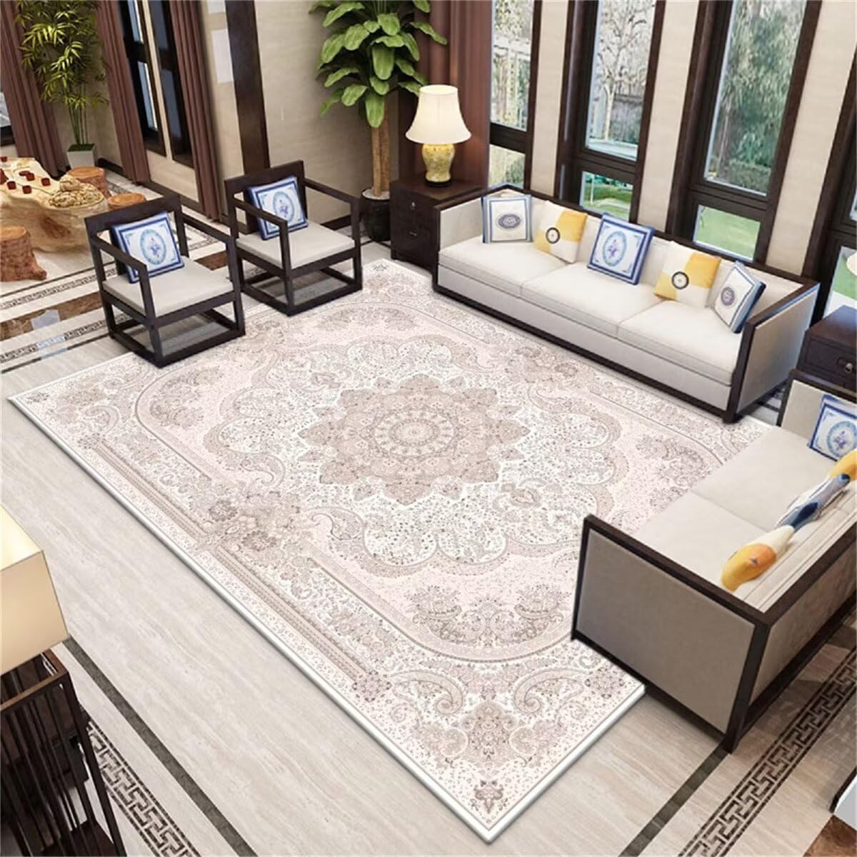 Tapis Exterieur Balcon Tapis D'Entrée Intérieur Tapis de Salon de Style Chinois Tapis de Salle à Manger Lavable Tapis Extérieur Gazon 160X200CM