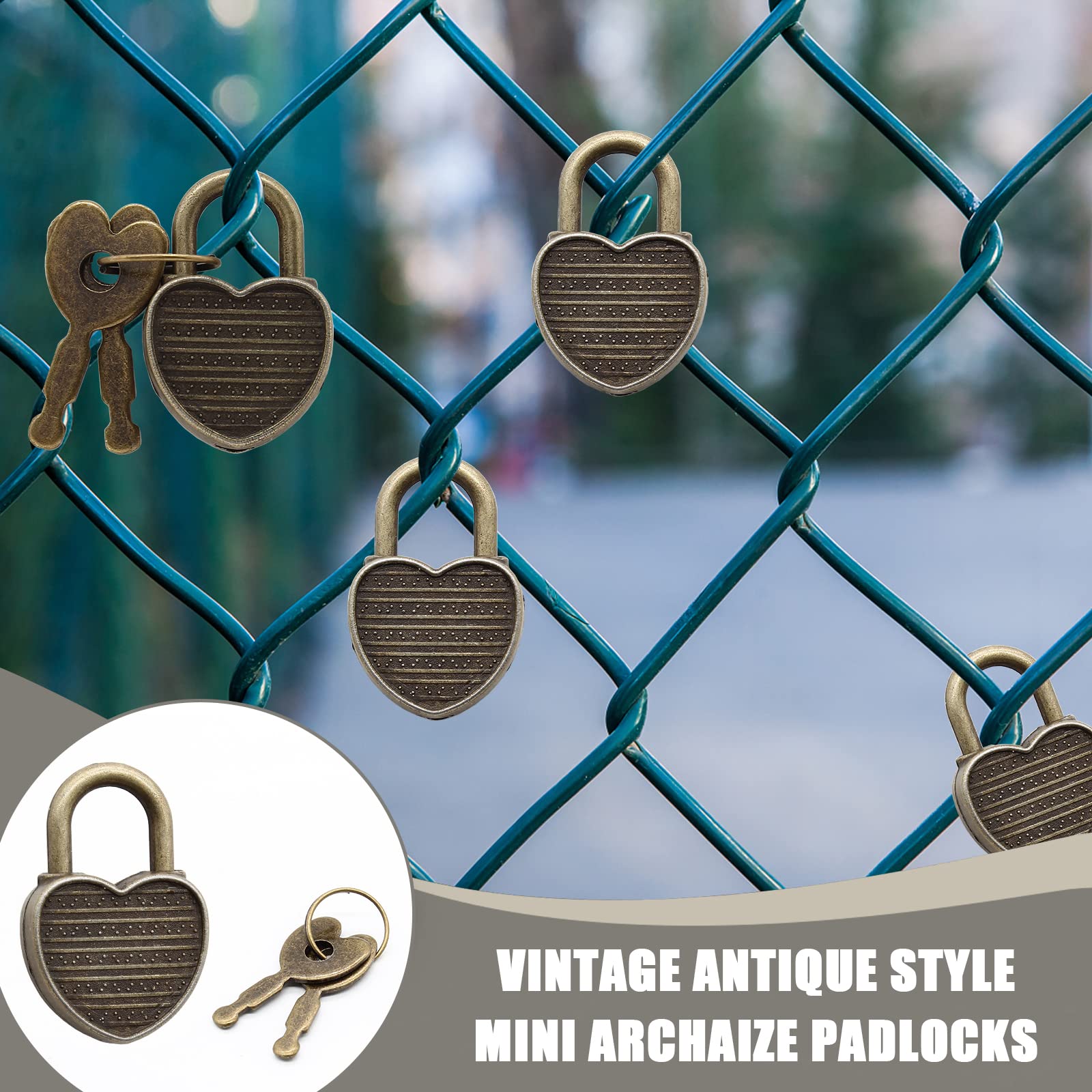 BELLIFFY 10-Piece Heart Shaped Padlock Toy Set – Mini Locks With Keys For Diary, Jewelry Box, Locker, Craft Projects, Cute Multi-Color Zinc Alloy & Iron Design