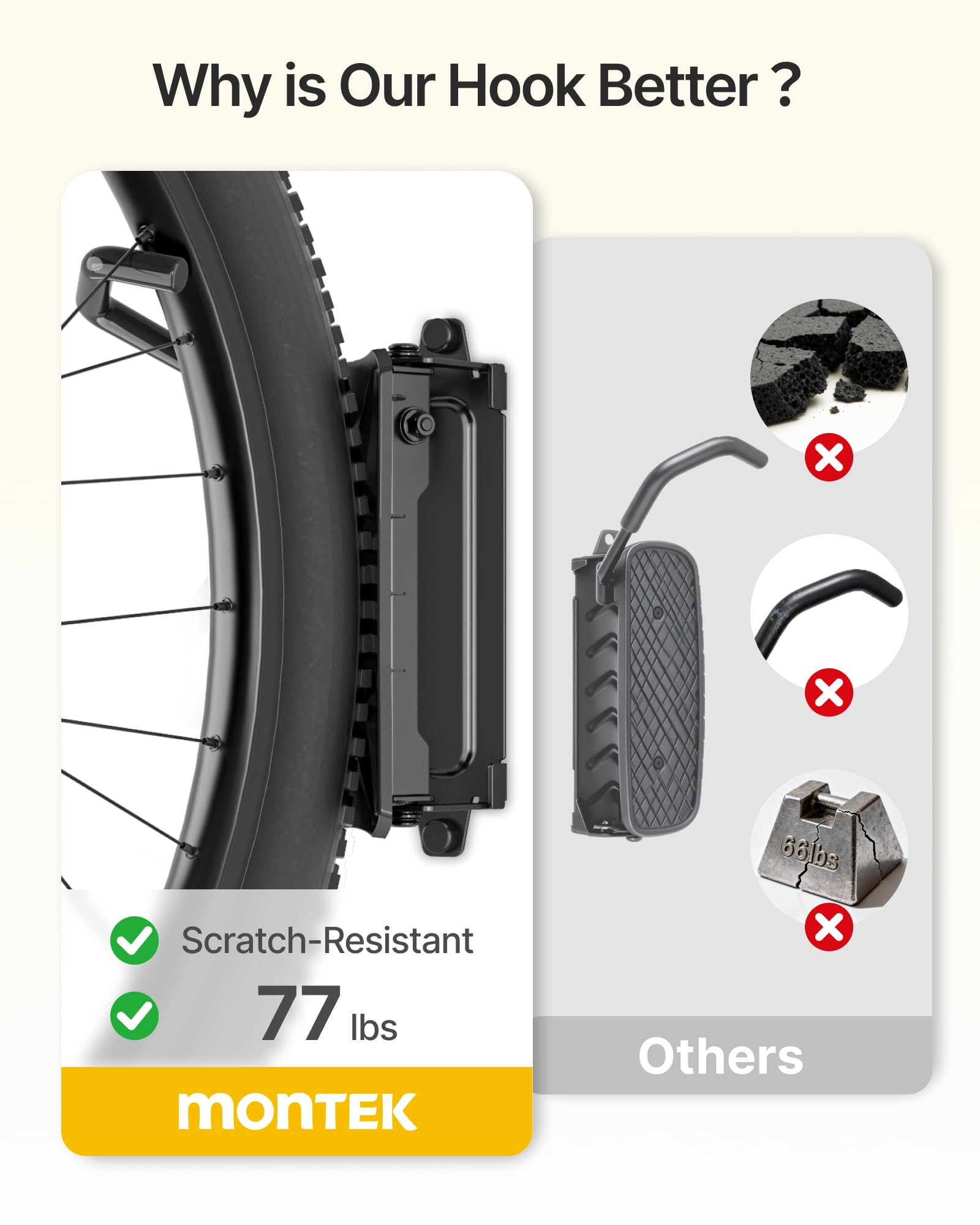 monTEK Schwenkbare Fahrrad-Wandhalterung, platzsparende vertikale Fahrradaufhänger, Wand-Fahrradträger für Garage, hält bis zu 35 kg, 4 Stück