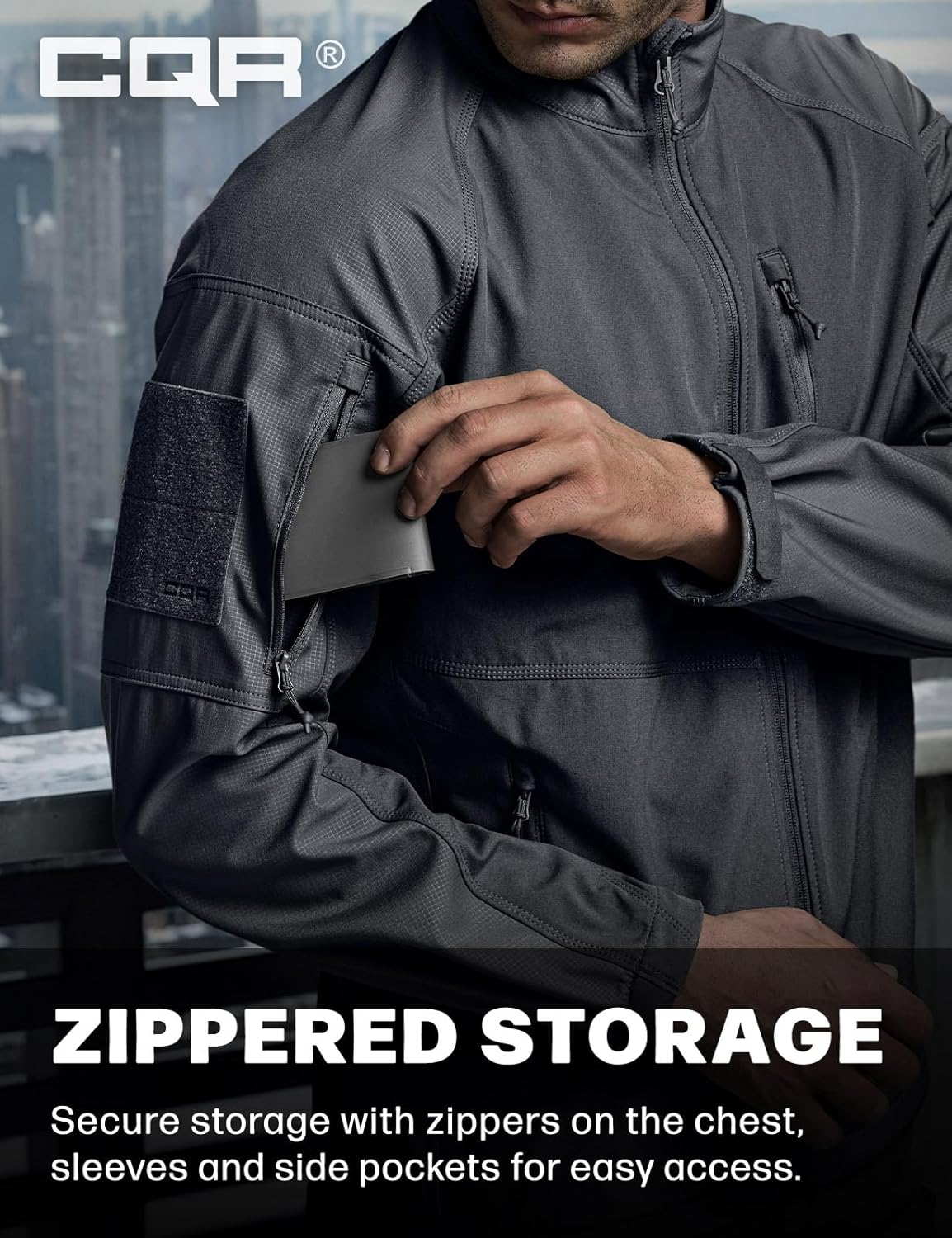 CQR Men's Tactical Softshell Jacket, Winter Warm Fleece Lined Coat, Water Resistant Outdoor Hunting Hiking Rain Windbreaker - Image 4