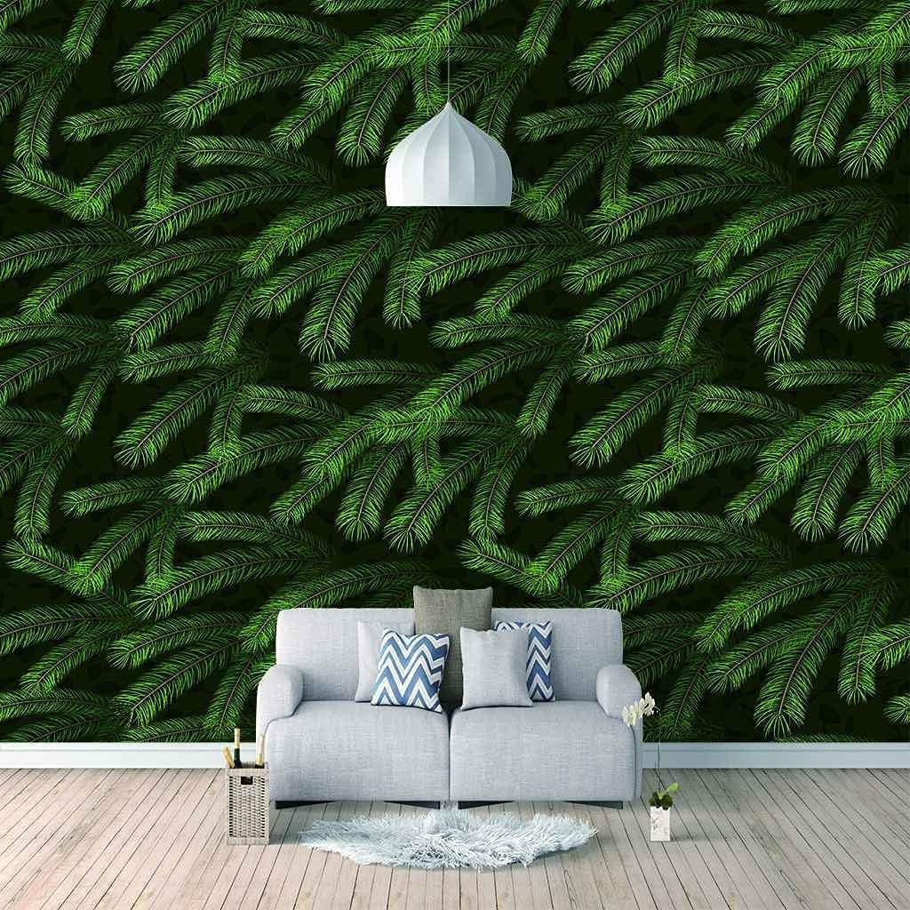 Décoration chambre vert pin paysage 3D fond TV 200x140cm