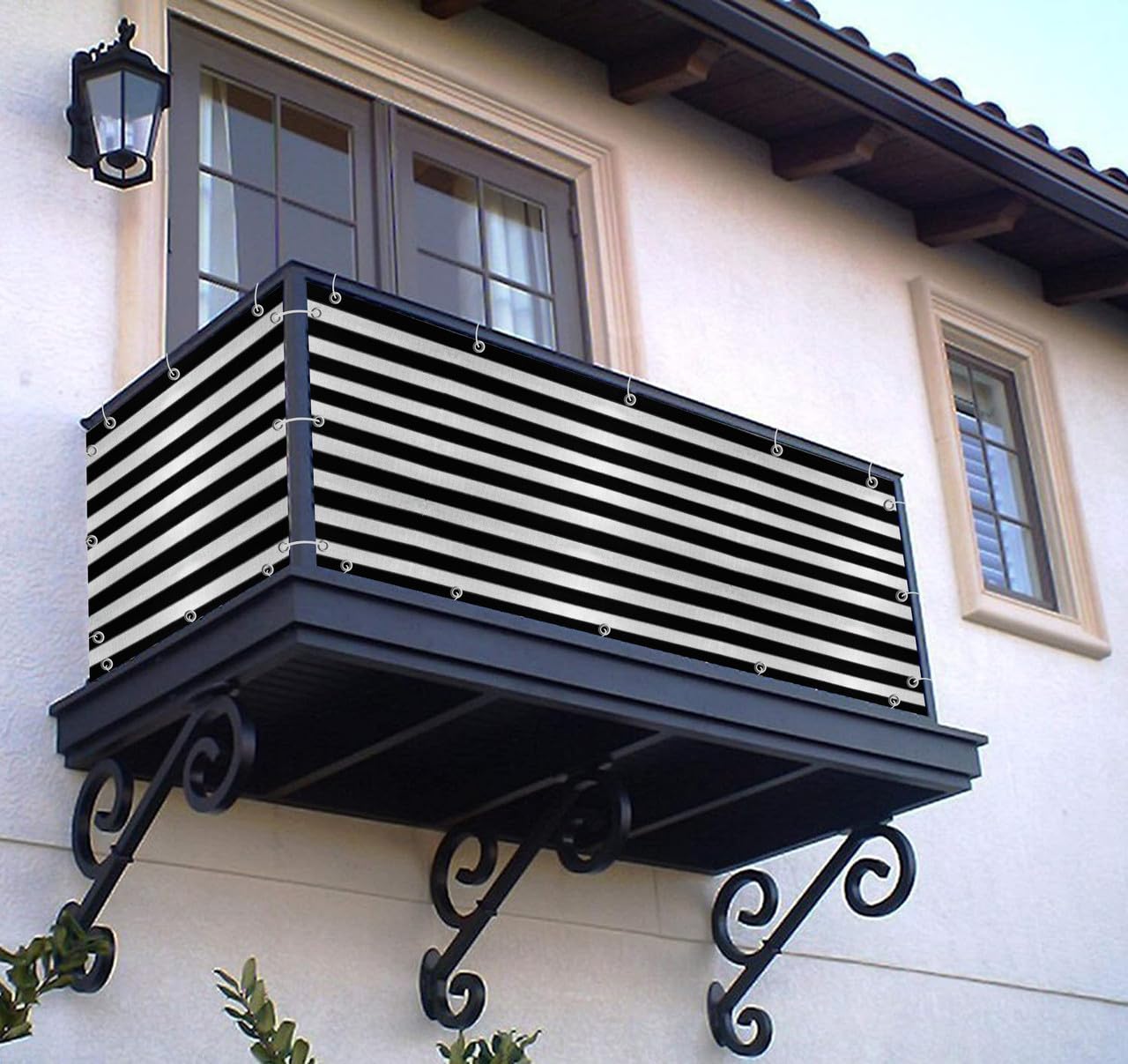 MetDeals HDPE Stripes Self Fold Baby Safety Net for Railing & staircases | 85% Sun & UV Blockage Balcony Safety Net with Eyelet & Cable Tie for Easy Installation(Black&White, 2X3 MTR)-image-28