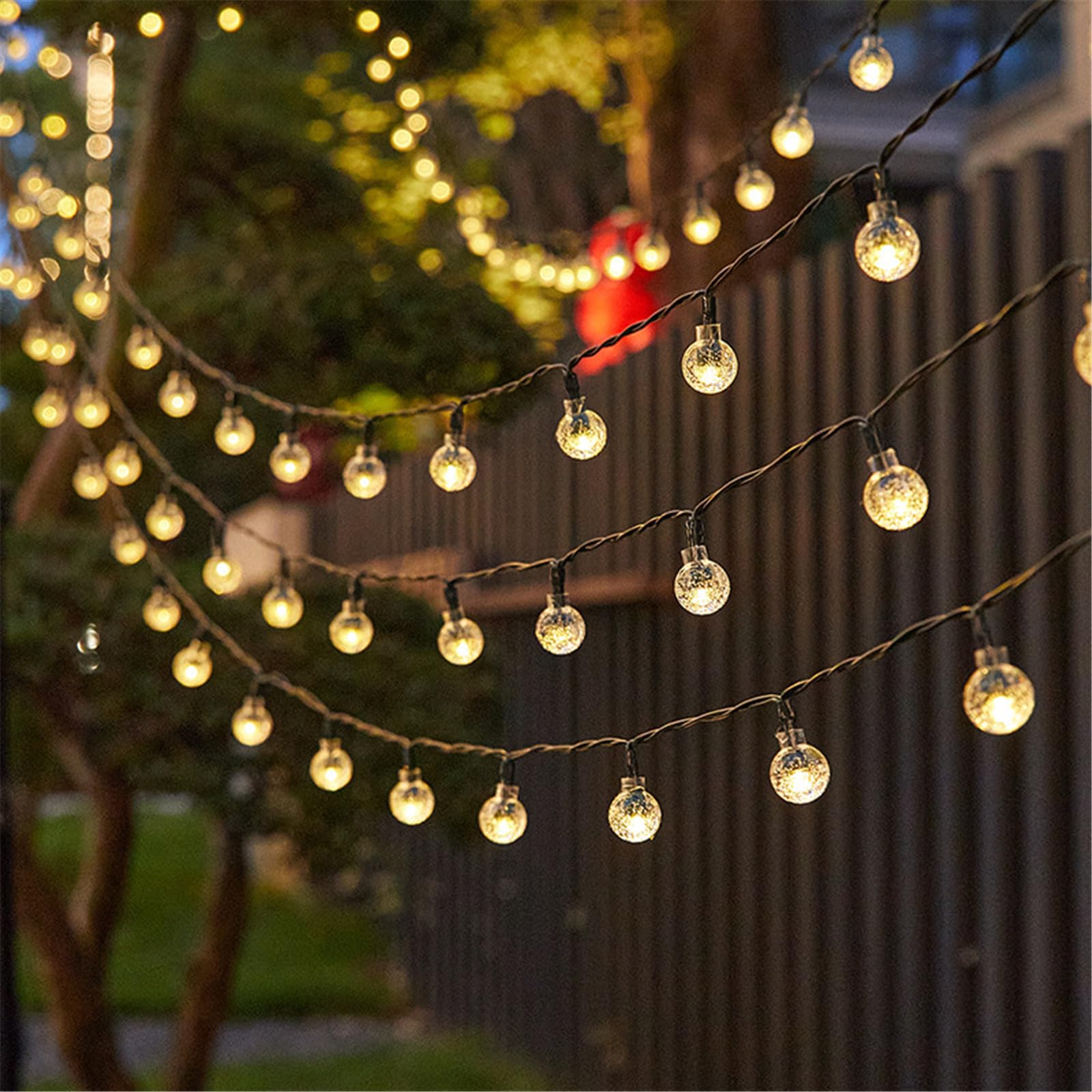 Mateju Solar String Lights Outdoor Garden, 8 Modes Solar Powered Waterproof LED Fairy Lights with Remote for Indoor Bedroom, Patio, Yard, Party, Wedding, Classic (Warm,5M/20LED)