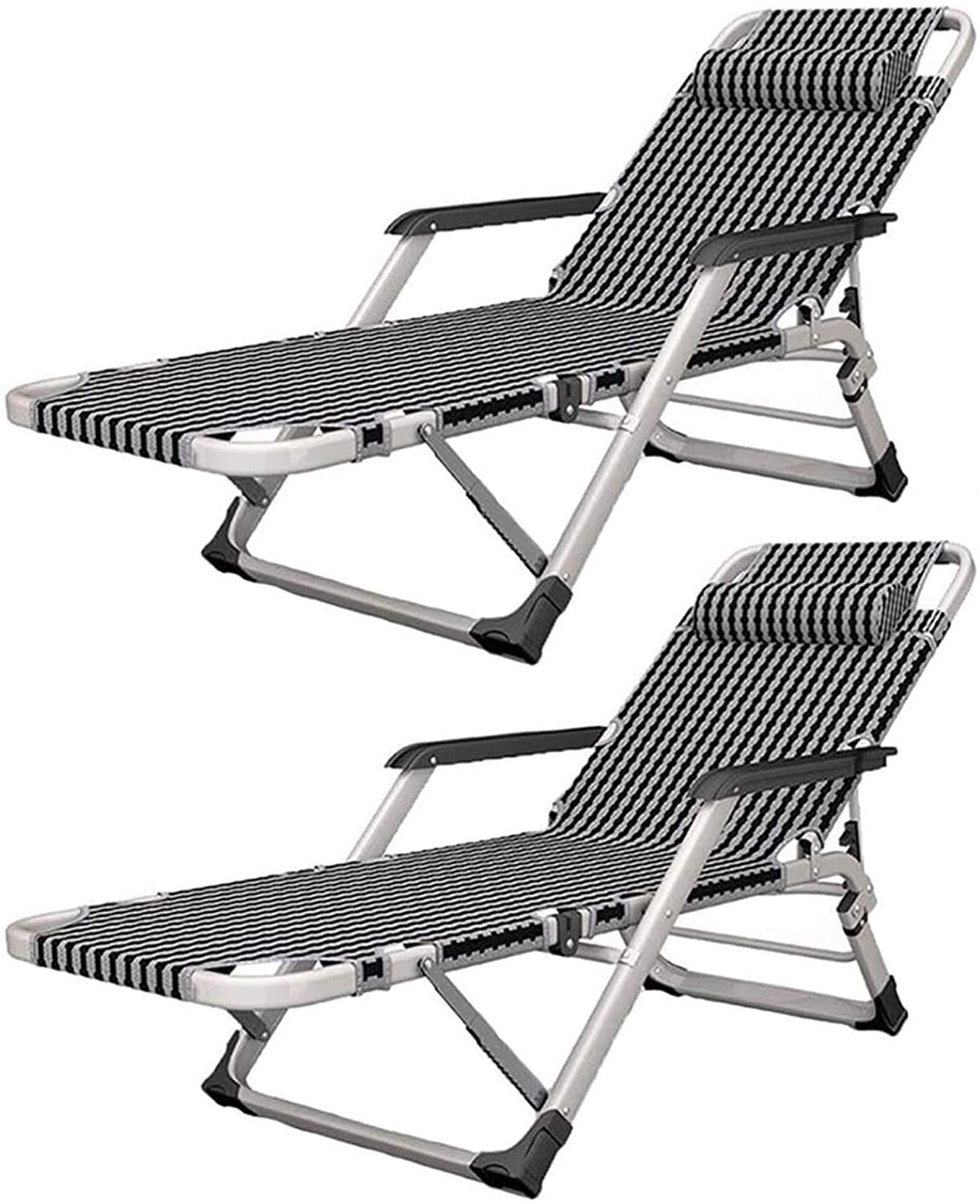 ADITAM Ligero Ligero Tumbona Sillas de jardín Plegables Juego de 2 Silla de Gravedad Cero, Silla reclinable Plegable Gravedad Cero Tumbona de jardín, Oficina Hogar Balcón Siesta Ocio Siesta Gris Fo