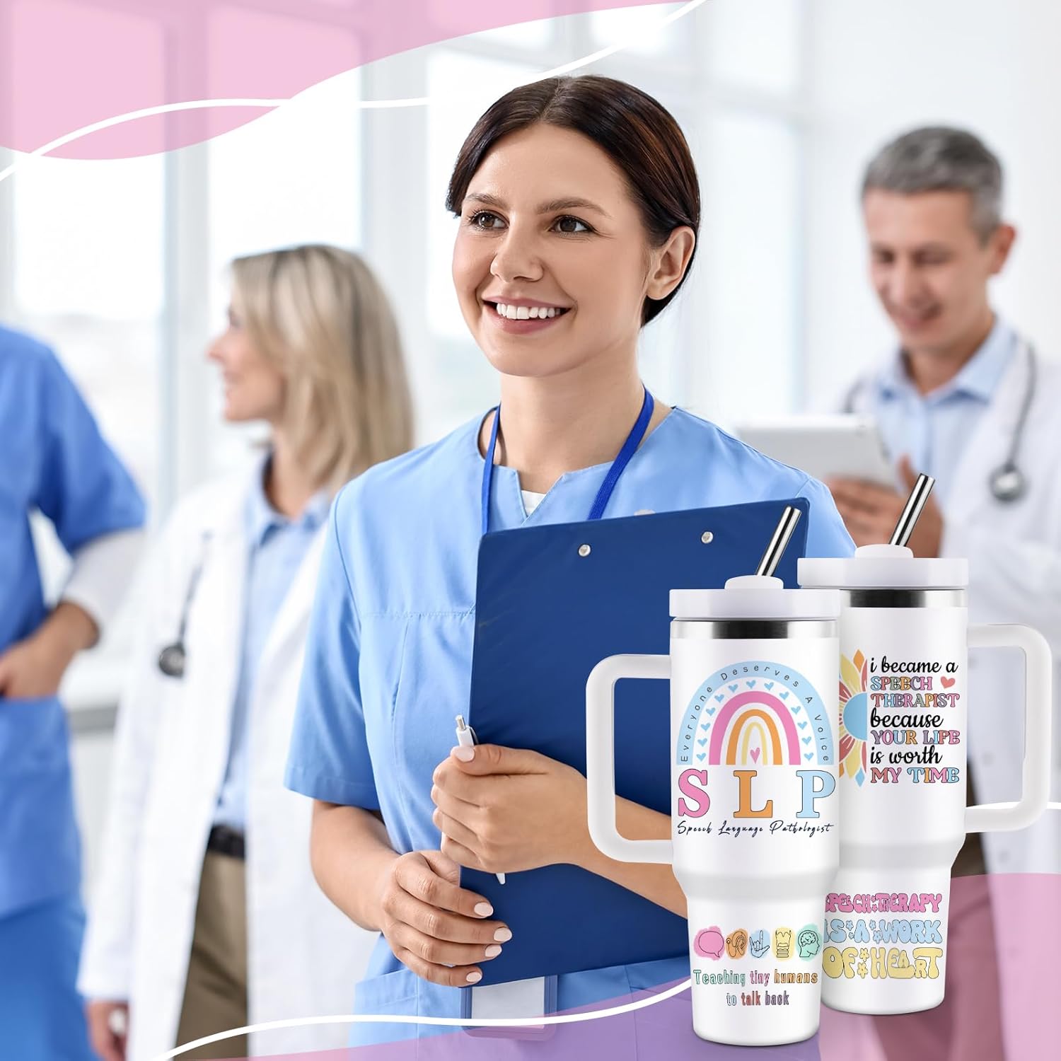 Speech Language Pathologist Gifts, Speech Therapy Gifts, SLP Gift for Women, SLP Graduation Gift, 40oz Stainless Steel Tumbler - Image 6