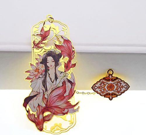 Miniatura 3 de Bonitos marcadores de metal, bonitos regalos de cumpleaños, marcadores de libros de anime para mujeres y niñas amantes de los libros chinos, cuatro