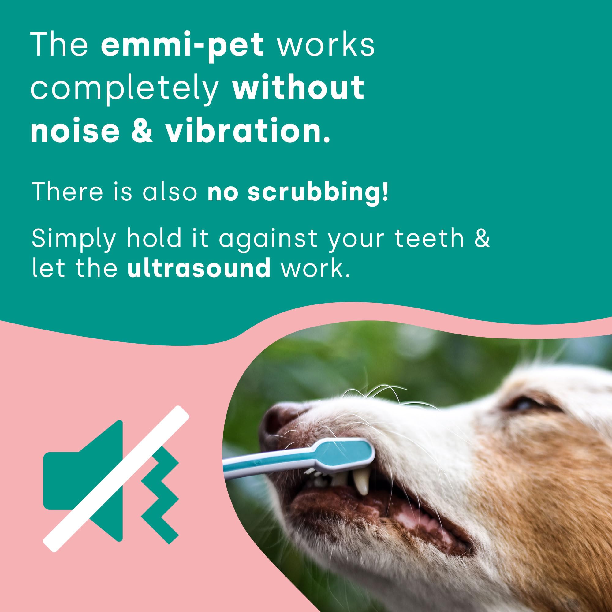 emmi-pet 2.0 Kit Base di Igiene Dentale per Cani e Gatti | Spazzolino a Ultrasuoni Silenzioso | Rimuove Placca, Biofilm e Tartaro | Riduce Gengiviti e Alito Cattivo | Con Accessori Completi