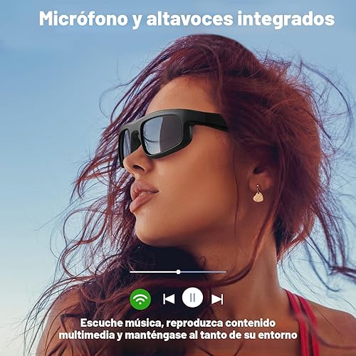 Miniatura 3 de Gafas inteligentes, gafas de sol polarizadas Bluetooth, micrófono y altavoces integrados, asistente de voz, protección UV, gafas de sol de audio