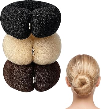 3PCS 20cm Donut Hair Bun Maker - Ring Style DIY Hair Foam Ring Shaper - Snap Roll Bun Tool for Women 3 Colors