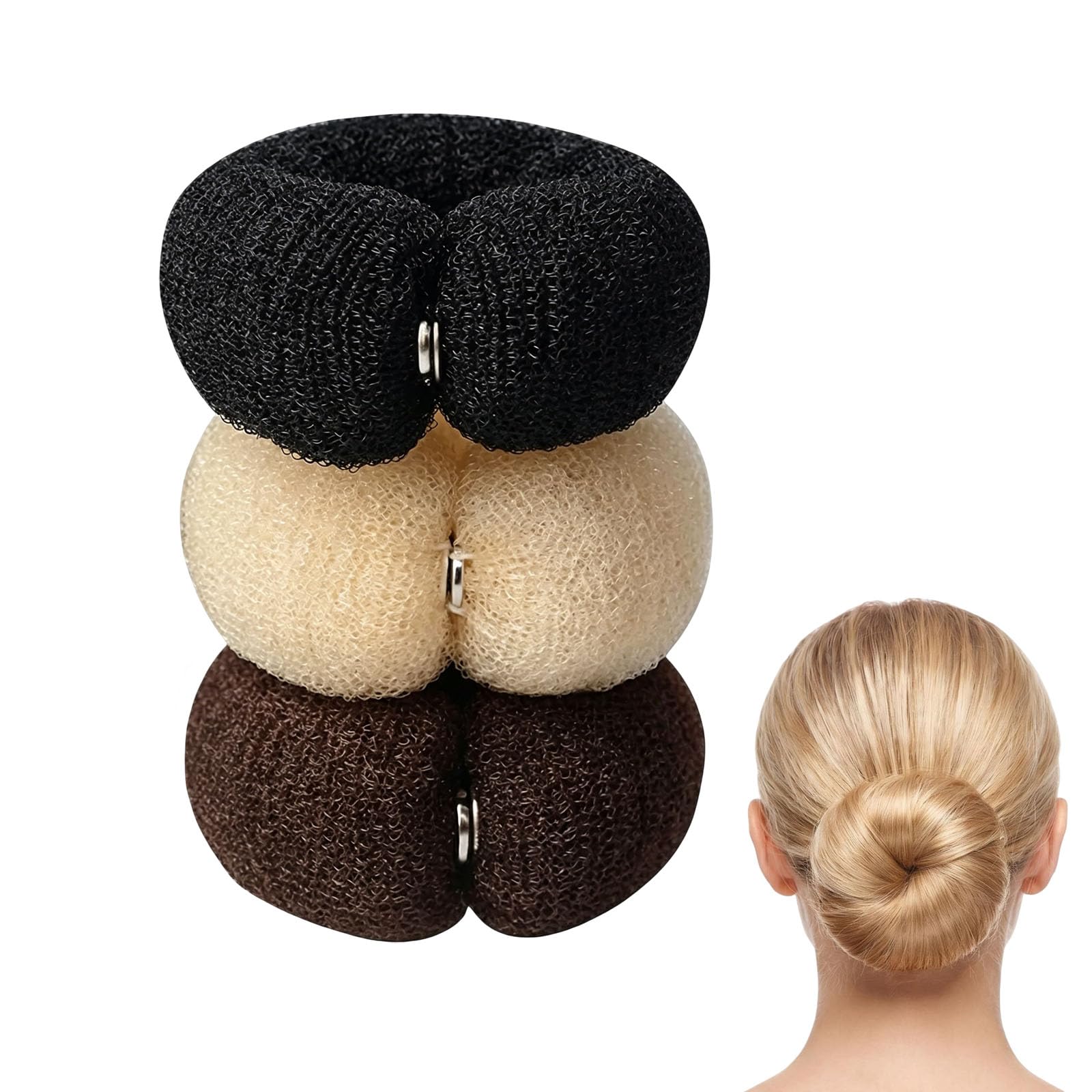 3PCS 20cm Donut Hair Foam Ring Shaper Snap Roll DIY Tool for Women (3 colors)