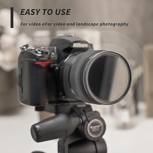 Miniatura 5 de Filtro ND variable de 2.441 in, ultra delgado ND2 a ND400 (1-9 paradas) Filtro de densidad neutra ajustable para lente de cámara