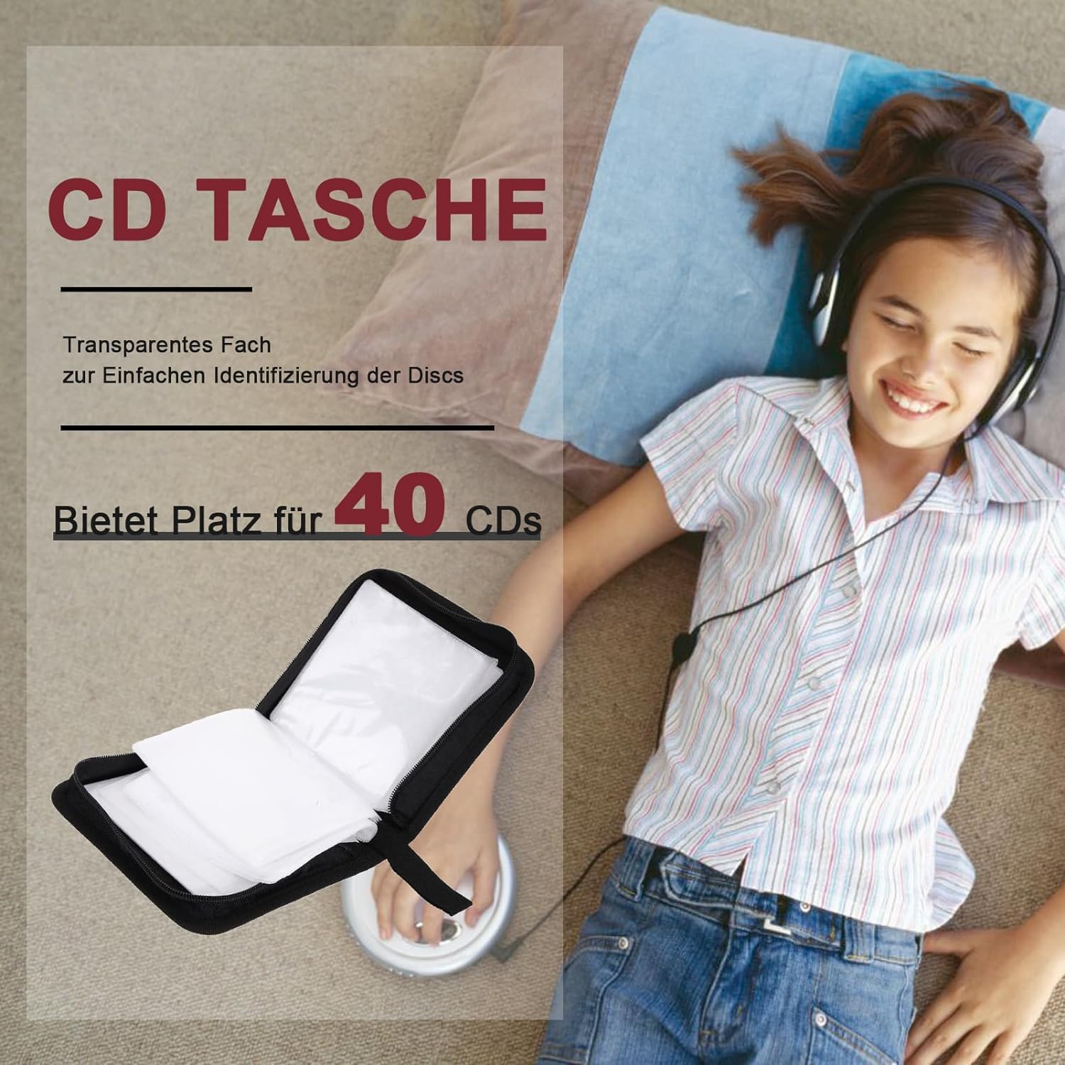 Sac de Rangement CD pour 40 Disques CD DVD, Voiture et Maison, Vert