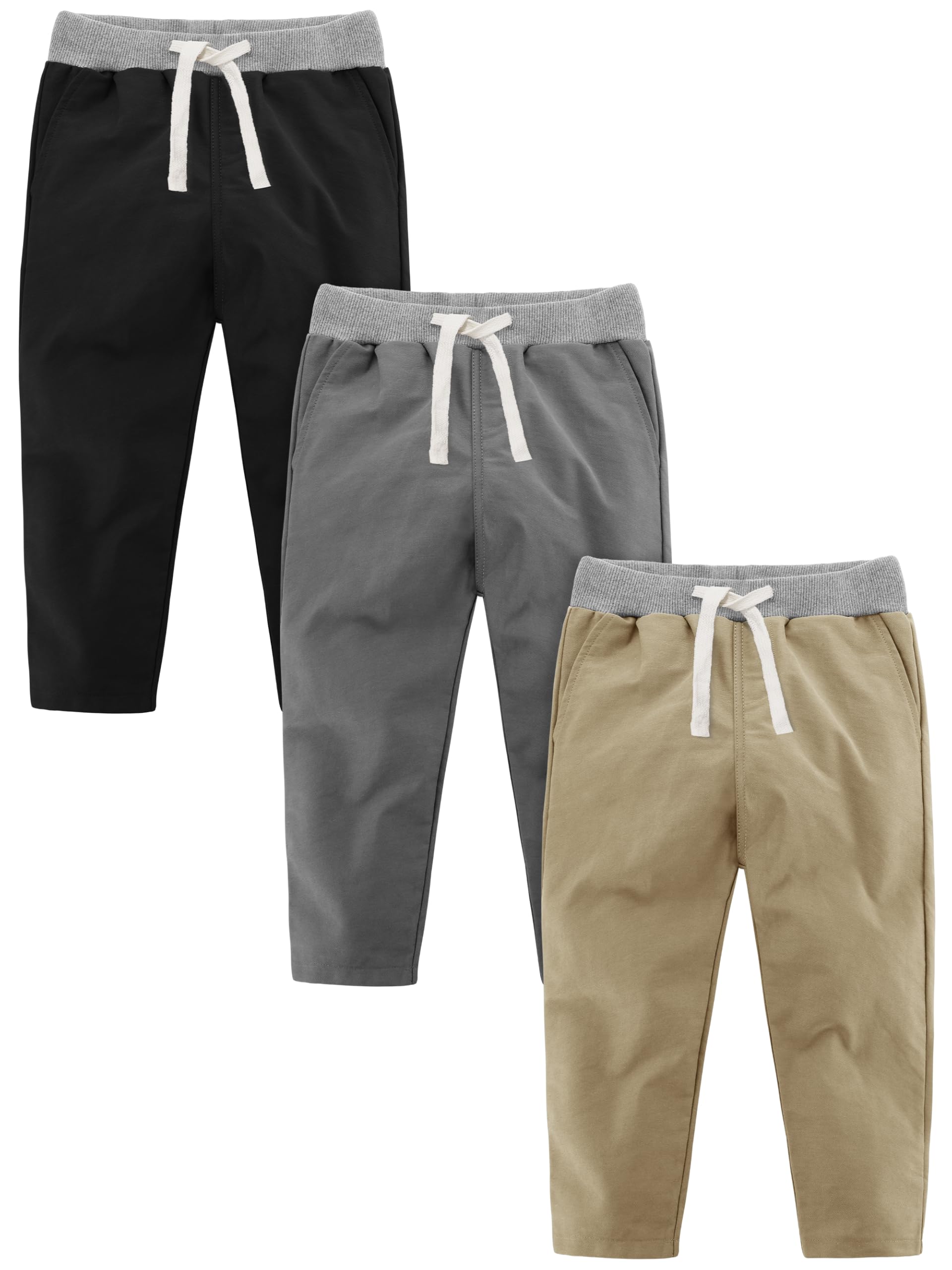 Resinta 3 Packungen Jungen und Kleinkinder Schlupfhose Jungen Uniform Hosen Baumwolle Schlupfhose mit Kordelzug