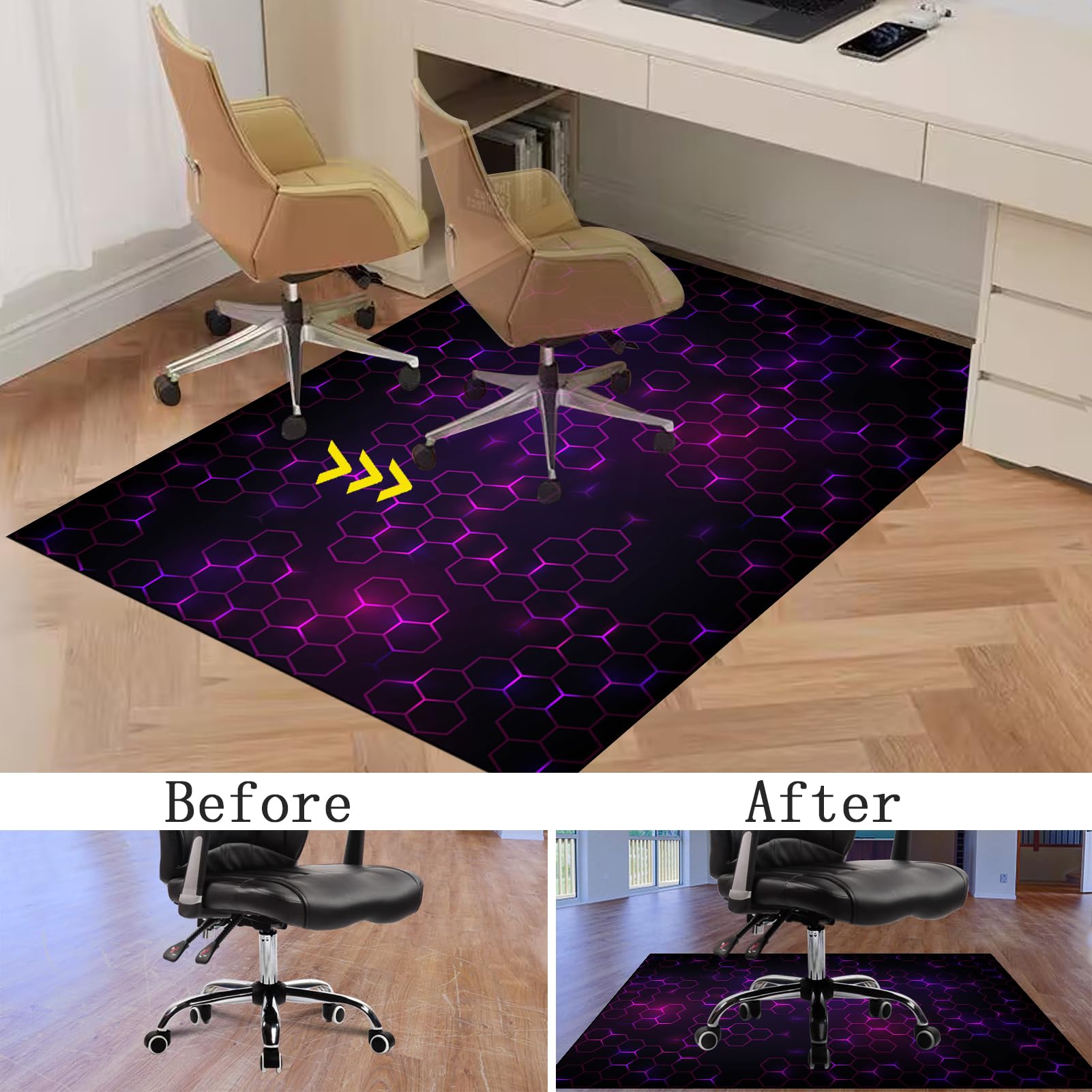 Tappeto Gaming pavimento, Tappetino Salvapavimento Antiscivolo, Tappeto per Sedia Ufficio per per Pavimenti in Legno Duro, Tappetini di Protezione per Pavimento per Parquet e Laminato 150 x 180 cm