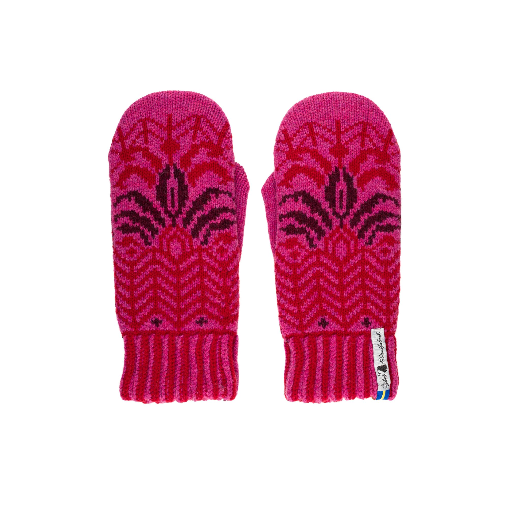 ÖJBRO VANTFABRIK guanti in maglia lana merino Fager Irma M (7-9) rosso guanto fuderato caldi morbidi Svezia