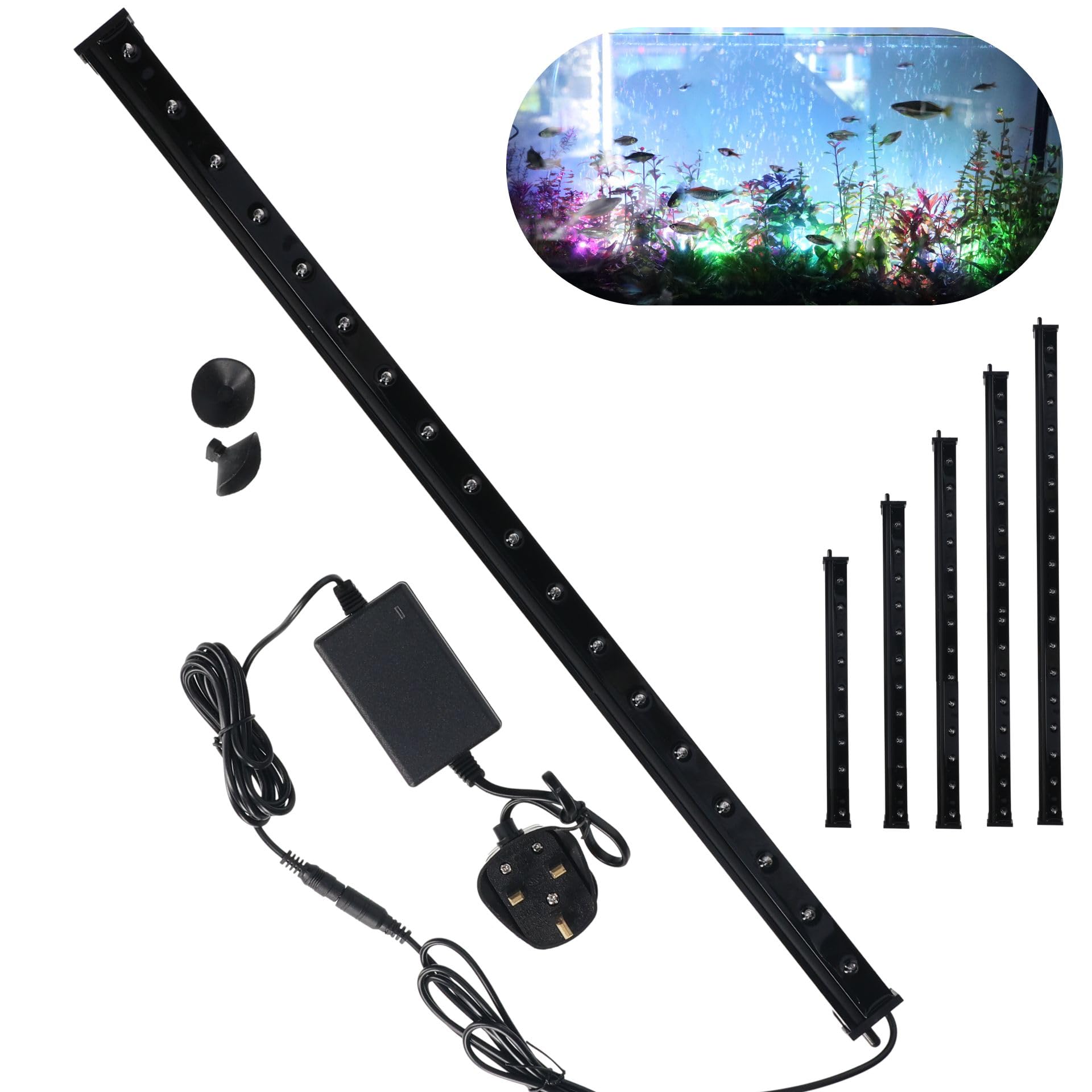 Aquarium LED Lights Air Bubble Diffuser Light Bar Waterproof Fish Tank Light with Air Bubble Light Curtain (70cm)