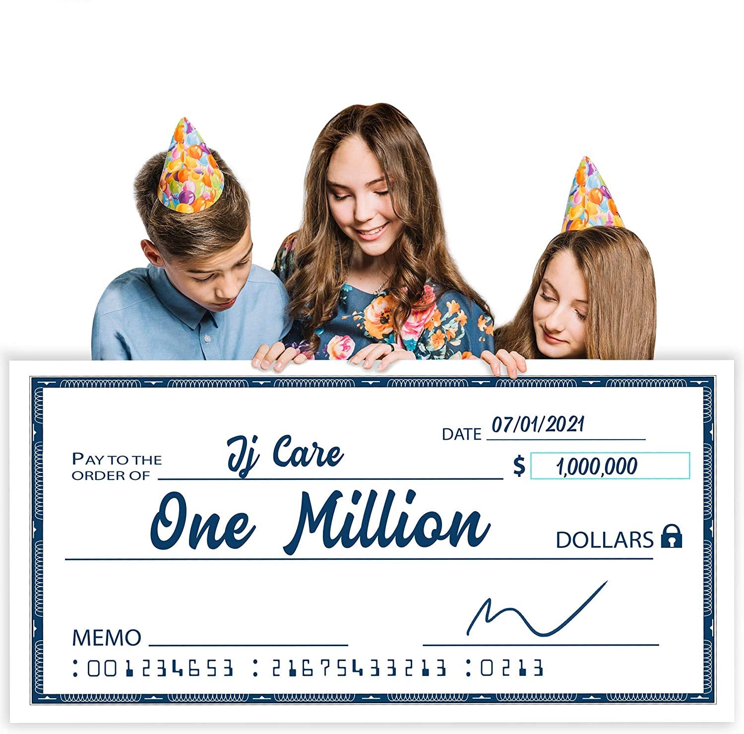 JJ CARE Dry Erase Giant Check (24" x 48") Large Fake Checks - Reusable Big Blank Presentation Check for Charity Donation, Lottery, Raffle, Novelty, Fundraiser (Pack of 1)