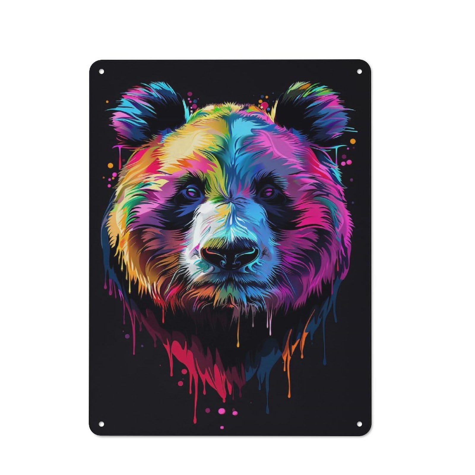 Colorful Panda Portrait Retro Metal Wall Decor 40x30cm, Vintage Metal Sign for Cafe, Pub, Workshop Or Home Bar