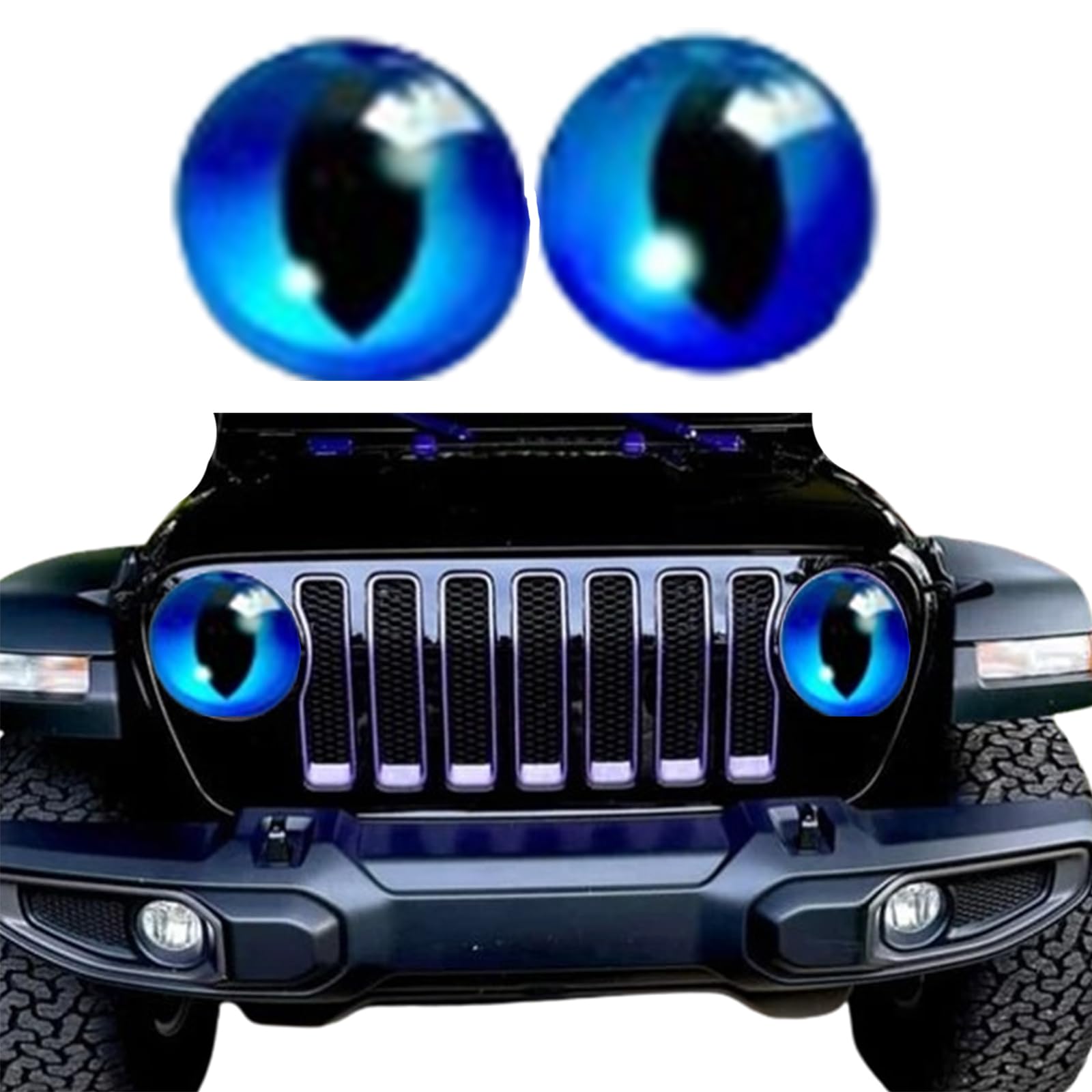 Beast Eyes Headlight Decals Pair,Funny DIY Decals for Truck Car Body Window Bumper Decoration Headlight Decal 3D Stereo Eyes Stickers Decal Round Headlight Decal(2Pcs 8In) (Q)