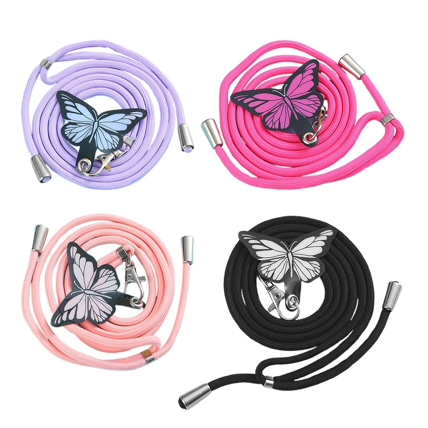 EOWVISN 4 Butterfly Gasket Cell Phone Lanyards, Anti-Lost Cell Phone Lanyards, Universal Cell Phone Chains, Adjustable Hanging Cell Phone Straps, Card Holder Lanyards, Cell Phone Case Lanyards