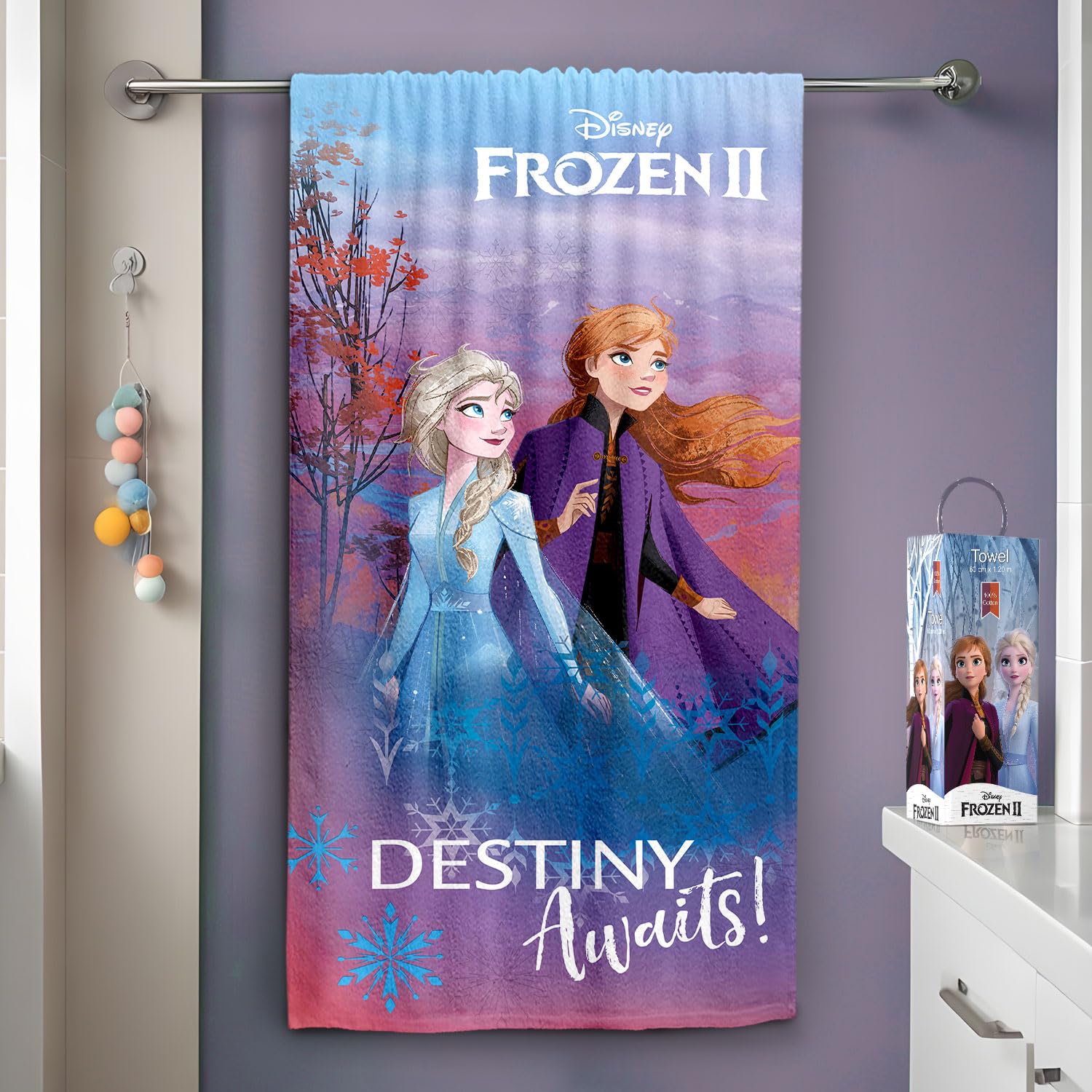 Sassoon Disney Frozen II Cotton Kids Bath Towel with Gift Box in 400 GSM- 60 cm x 120 cm