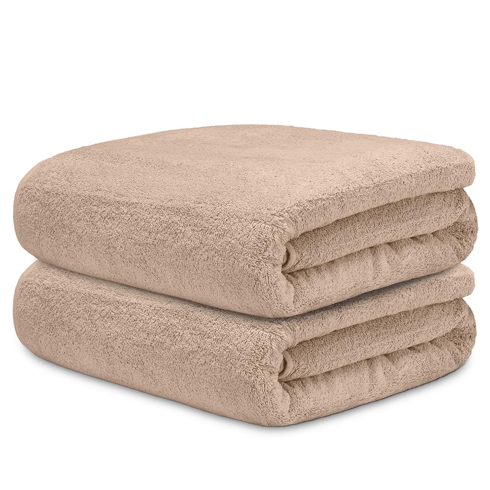 Juego de 2 toallas de baño premium para un bienestar de spa y gimnasio en casa color camel