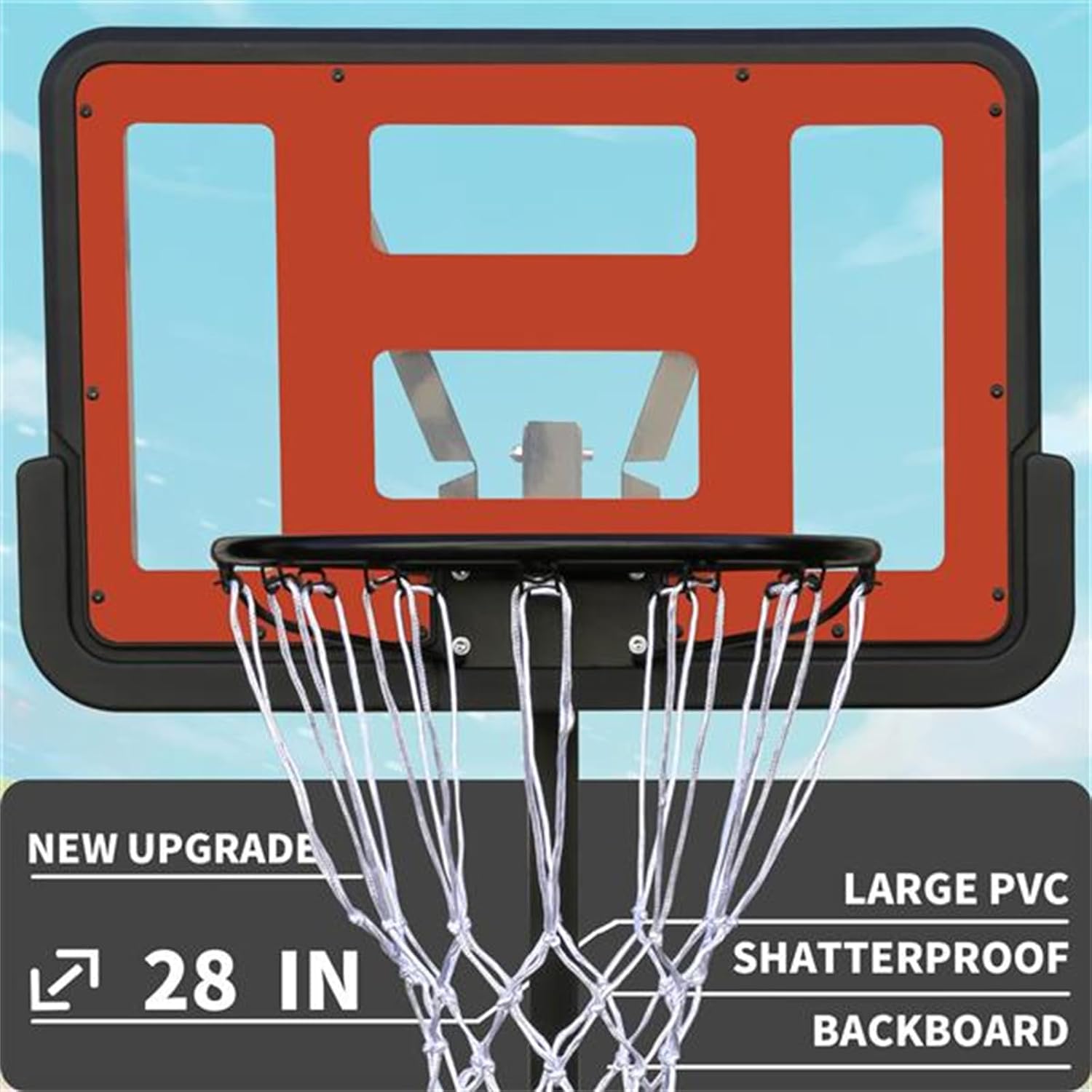 Portable Basketball Stand, Basketball System, 4.8-7.7ft Adjustable Height, Stable Base and Wheels, Youth Basketball Stand, Suitable for Gym, Playground and Park Practice, Red