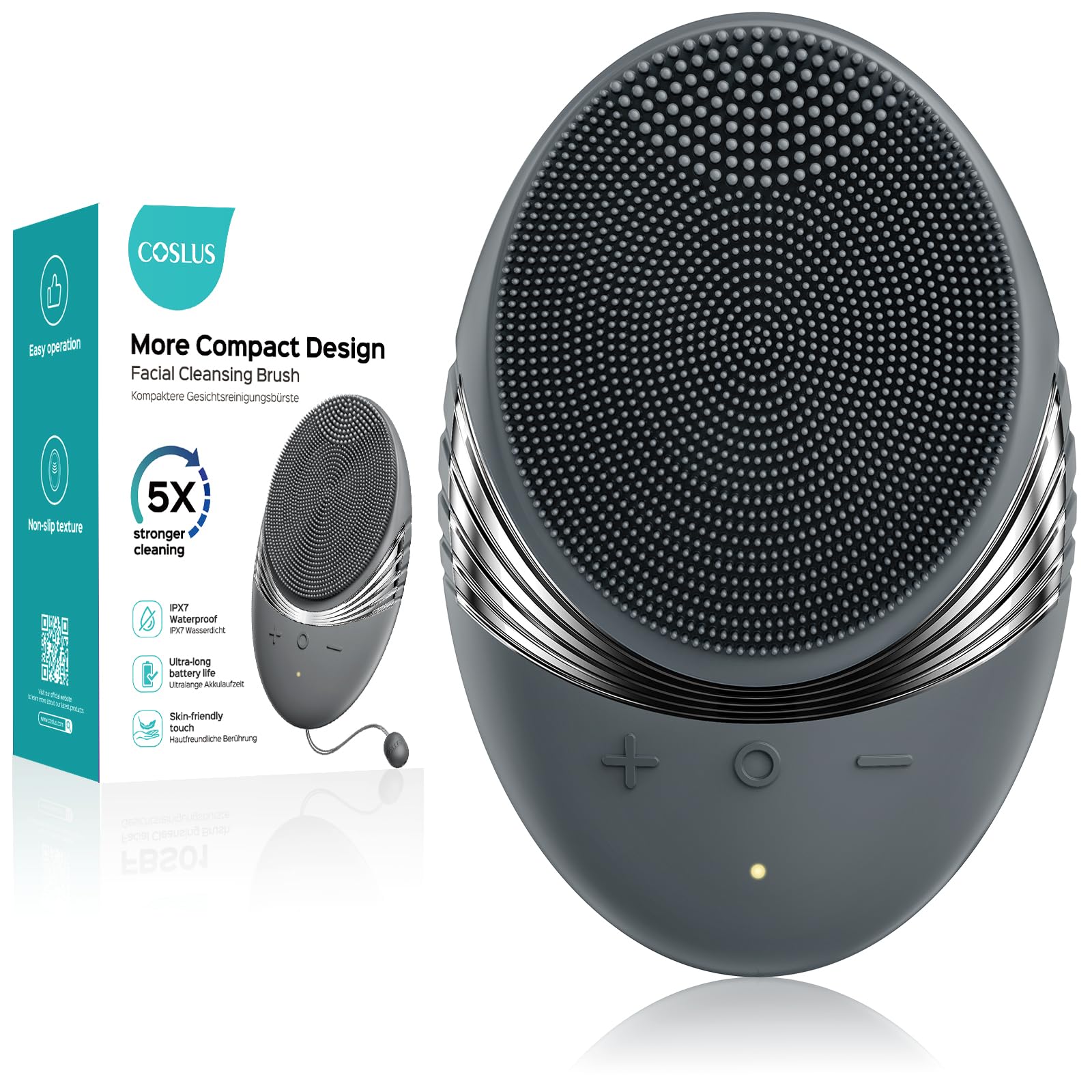 COSLUS Facial Cleansing Brush Face Scrubber : Portable Silicone Waterproof Rechargeable Face Wash Brush, 5 Cleansing Modes, Electric Deep Cleaning for Men & Women, Removing Blackhead, ExfoliatingCOSLUS Facial Cleansing Brush Face Scrubber : Port…