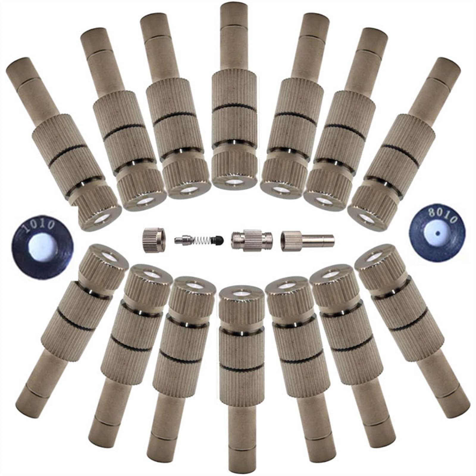 MGNSJGYXN Brass Mister Nozzles， 100PCS Brass Misting Nozzles for Cooling System, 6MM Connection(0.8mm)