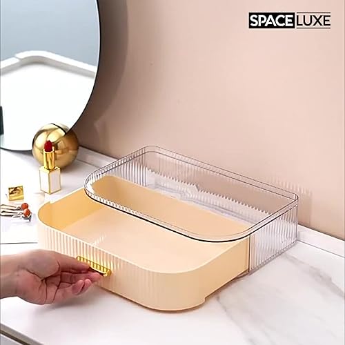Miniatura 7 de SpaceLuxe Organizador de maquillaje con cajones y soporte giratorio de 360 para brochas, almacenamiento cosmético de gran capacidad para tocador,