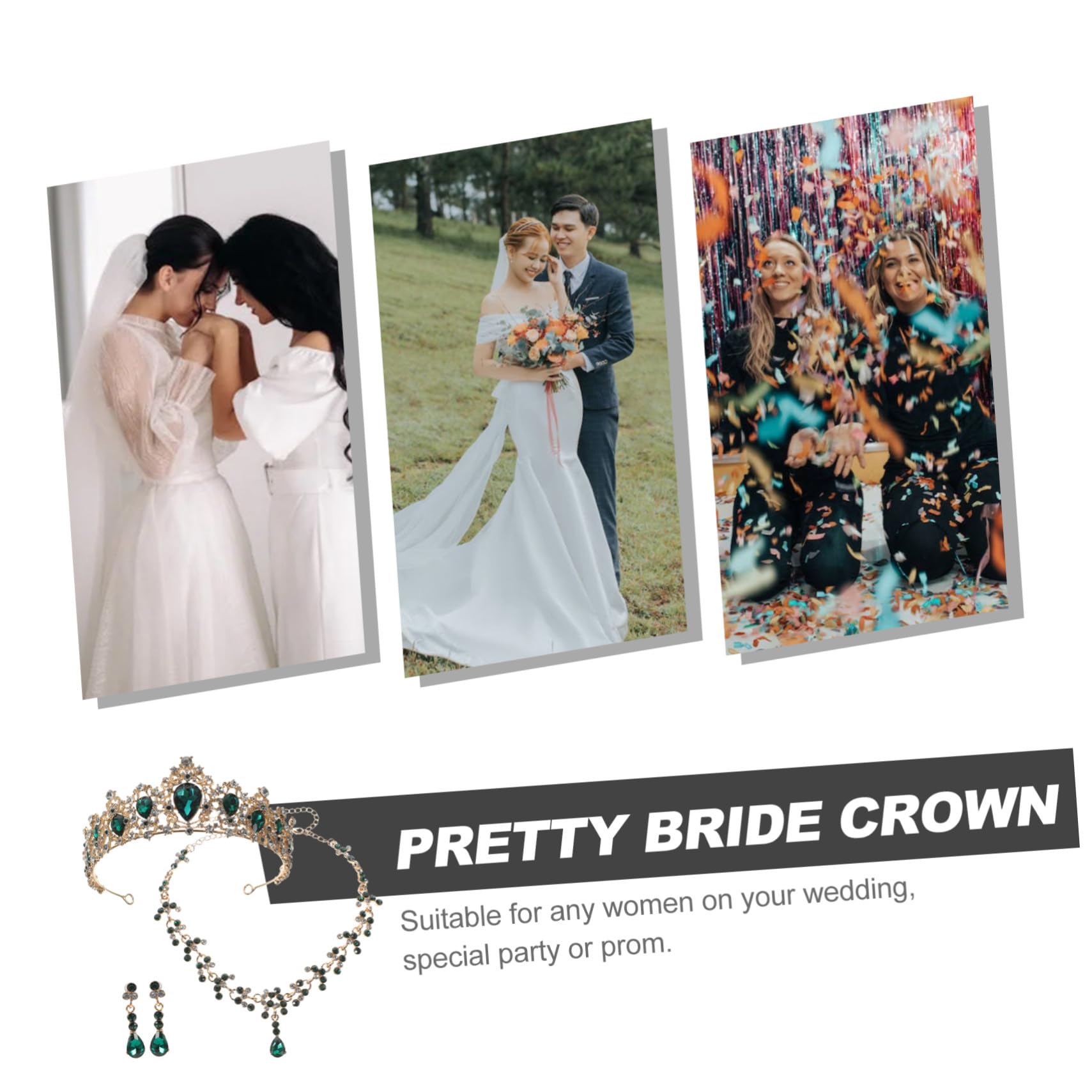 KOMBIUDA Conjunto de Joyería Elegante para Novia con Collar y Pendientes Blancos Accesorios para Vestido de Boda y Fiesta para Mujeres