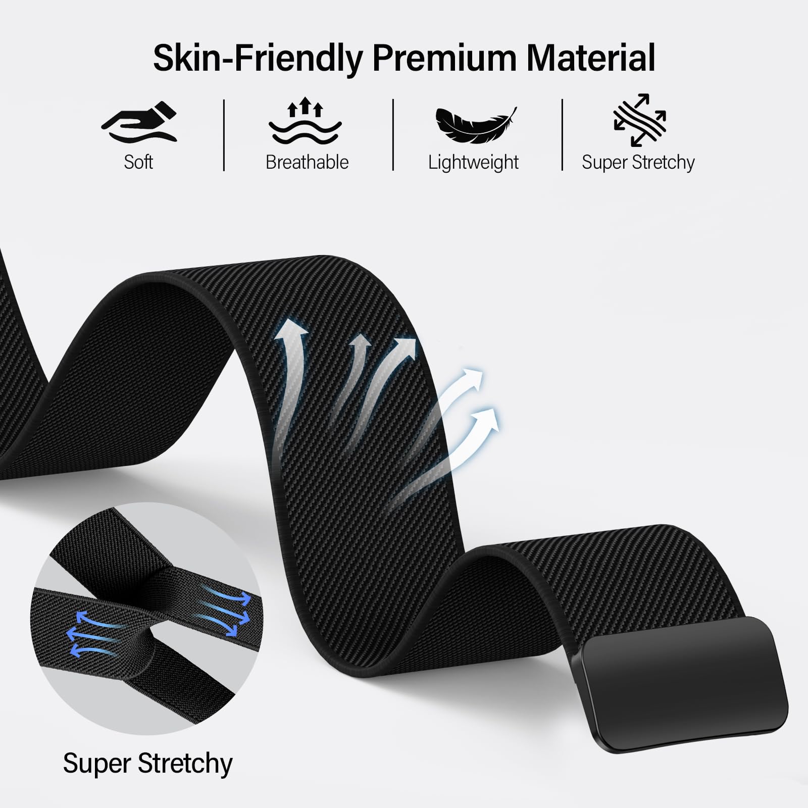 Higgs Nylon Cinturini Compatibile con Cinturino Apple Watch 44mm 45/46mm 49mm 40mm 38/41mm 42mm, Elastico e Impermeabile con Chiusura Magnetica Adatto a Serie 11 10 9 8 7 6 5 Se