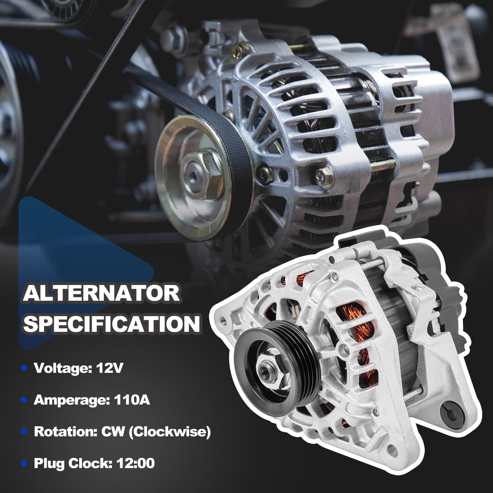 AUTOBABA Alternator Compatible with 2010-2011 Kia Soul, 2007-2009 Spectra, 2007-2010 Sportage, 2007-2012 Hyundai Elantra - L4 2.0L Replace# 2655635, A3311, 3730023650