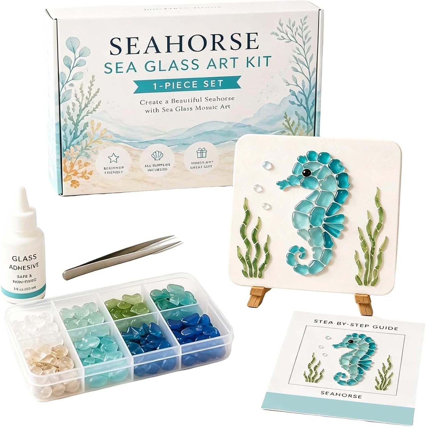 Sea Glass Art Kit, DIY Beach Art Kit, Handmade Painting Animal Decor，B