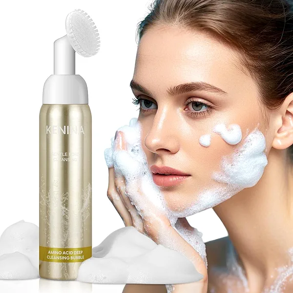 Turmeric Face Wash for Women, Deep Cleansing Turmeric Facial Cleanser with Brush - Facial Skin Care Products,Gentle Exfoliating Facial Cleanser, Pore Cleaner for All Skin Types-Oil Control(130ML)