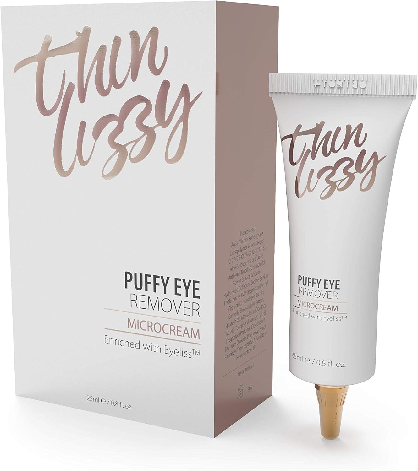 Thin Lizzy Puffy Eye Remover, Cruelty Free Undereye Cream Elminates Puffiness, Baggy Eyes, Dark