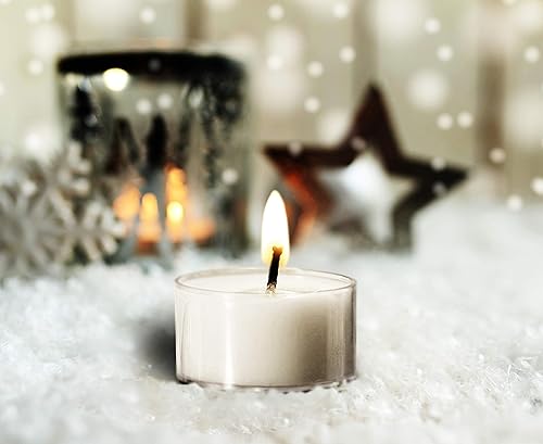 Miniatura 7 de Ner Mitzvah Velas de té Paquete de 50 velas a granel Velas blancas sin perfume en taza transparente Larga combustión 4.5 horas