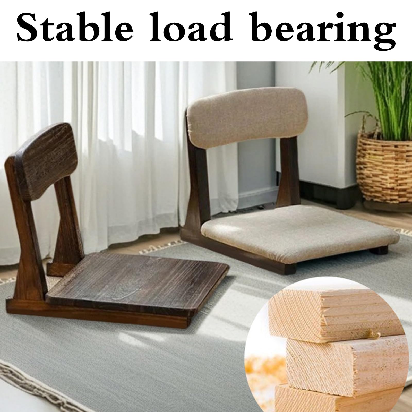 Tatami Stuhl,Tatami Meditationsstuhl Im Japanischen Stil,Bambus Bodenstuhl FüR Wohnzimmer,Bodenstuhl Sitz Mit Kissen,Platz Sparen,Geeignet FüR Wohnzimmer,Erker,Balkon